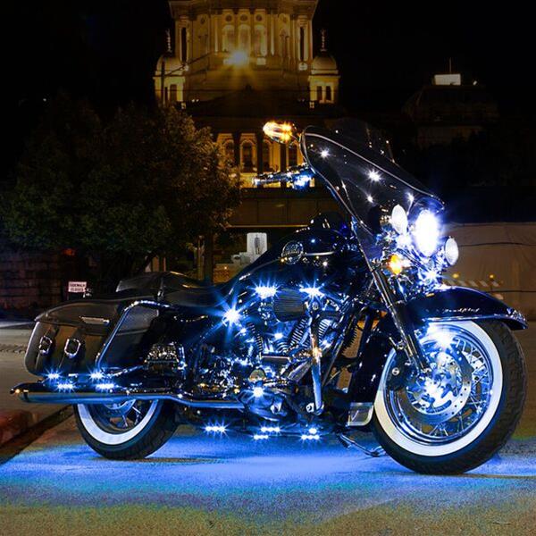 XK Glow Motorcycle LED Accent Kits XK034002-AB Light Blue - 10xPod + 4x8-in.Strips Single Color XKGLOW Light Kit thumbnail 4
