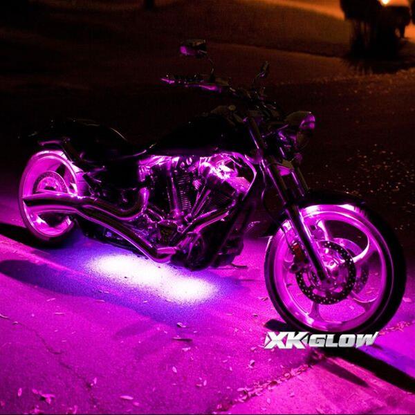 XK Glow Motorcycle LED Accent Kits XK034015 6xCompact Pods + 2x10-in. Flex Strips 7 Color Remote Control XKGLOW Light Motorcycle/ATV/Snowmobile Kit thumbnail 4
