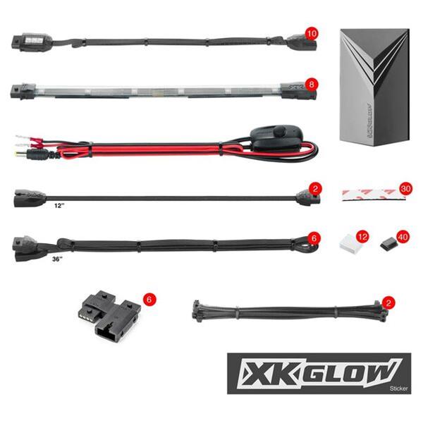 XK Glow Motorcycle LED Accent Kits XK034017 10xCompact Pods + 8x10-in. Flex Strips 7 Color Remote Control XKGLOW Light Motorcycle/ATV/Snowmobile Kit