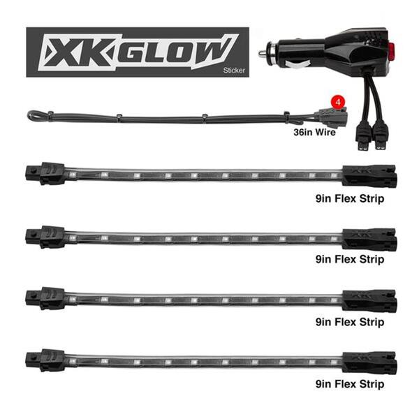 XK Glow LED Undercar Light Kits XK041004-A Amber - 4x8-in. Single Color XKGLOW UnderglowLED Accent Car/Truck Kit