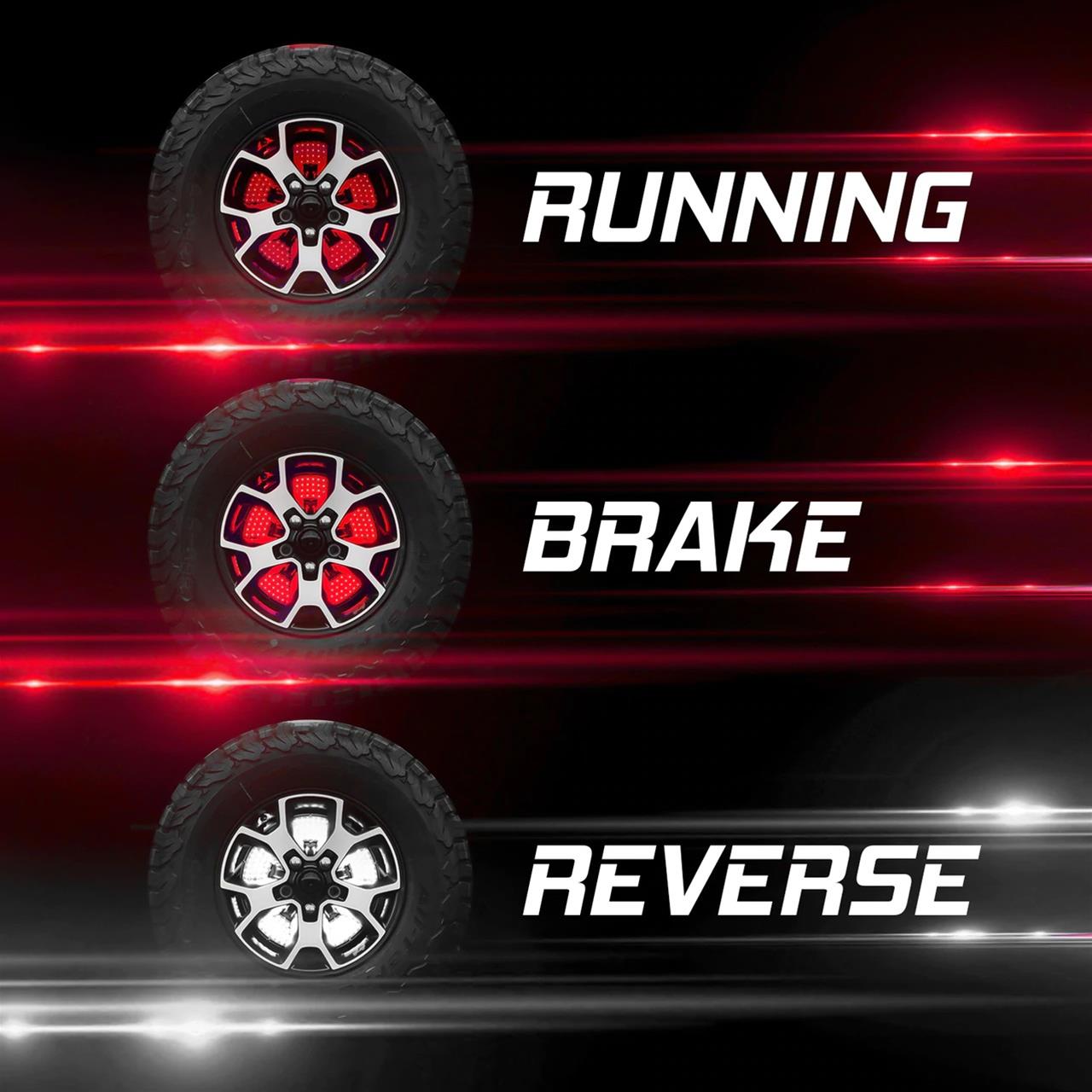 XK Glow 5th Wheel Lights XK041019 Third Brake Light, LED, Spare Tire, Aluminum, Sequential Turn Signal, Reverse, JK, JL, JT, Universal 5-Lug, Each thumbnail 2