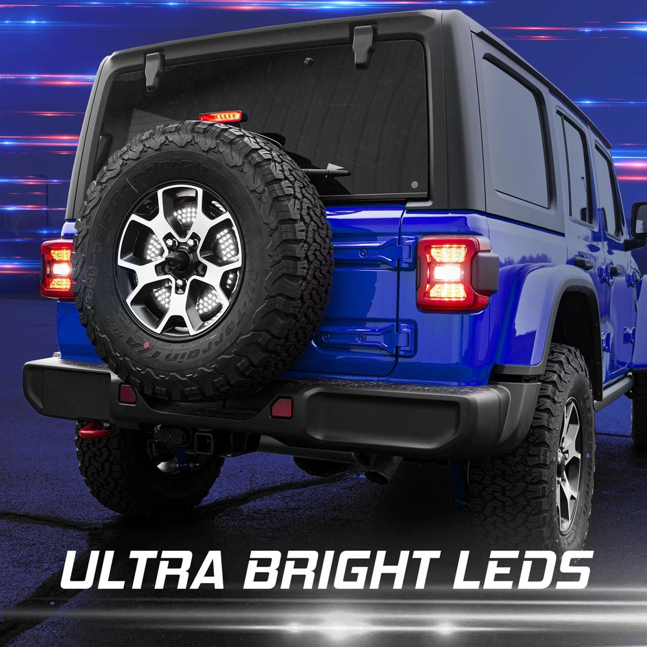 XK Glow 5th Wheel Lights XK041019 Third Brake Light, LED, Spare Tire, Aluminum, Sequential Turn Signal, Reverse, JK, JL, JT, Universal 5-Lug, Each thumbnail 3