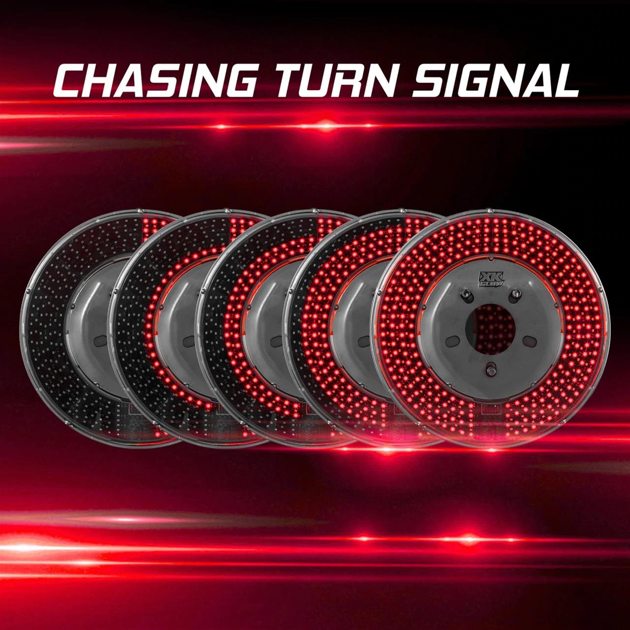 XK Glow 5th Wheel Lights XK041019 Third Brake Light, LED, Spare Tire, Aluminum, Sequential Turn Signal, Reverse, JK, JL, JT, Universal 5-Lug, Each thumbnail 4