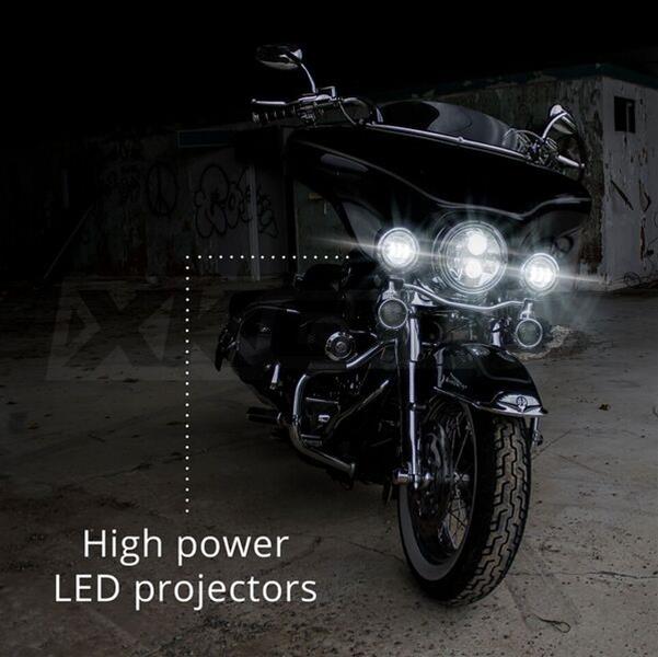 XK Glow XKchrome Running Light Kits XK042007-B Black 2pc. Motorcycle Driving Lights with Amber Halo thumbnail 5