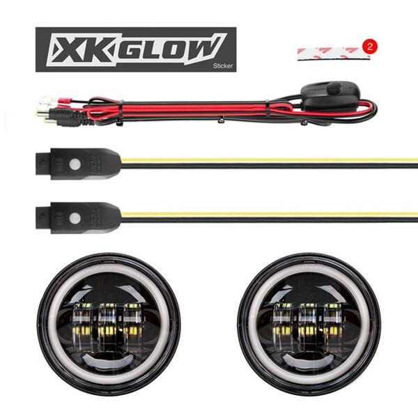 XK Glow XKchrome Running Light Kits XK042011-B Auxiliary Lights, Lights, LED, Driving, Round, White/Amber Bulb, Clear Lens, 12 V, Black Housing, Harley-Davidson®, Kit