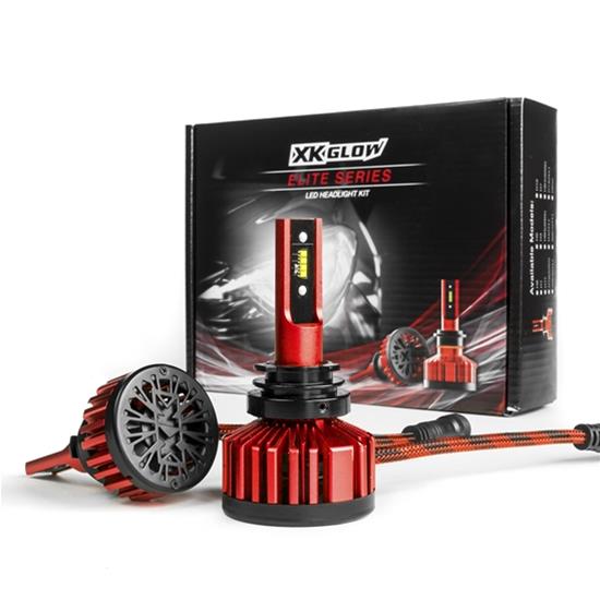 XK Glow Elite Series LED Headlight Error-Free Conversion Kits XK045002-H3 Light Bulbs, Error-Free, H3, White, 6000K, Pair