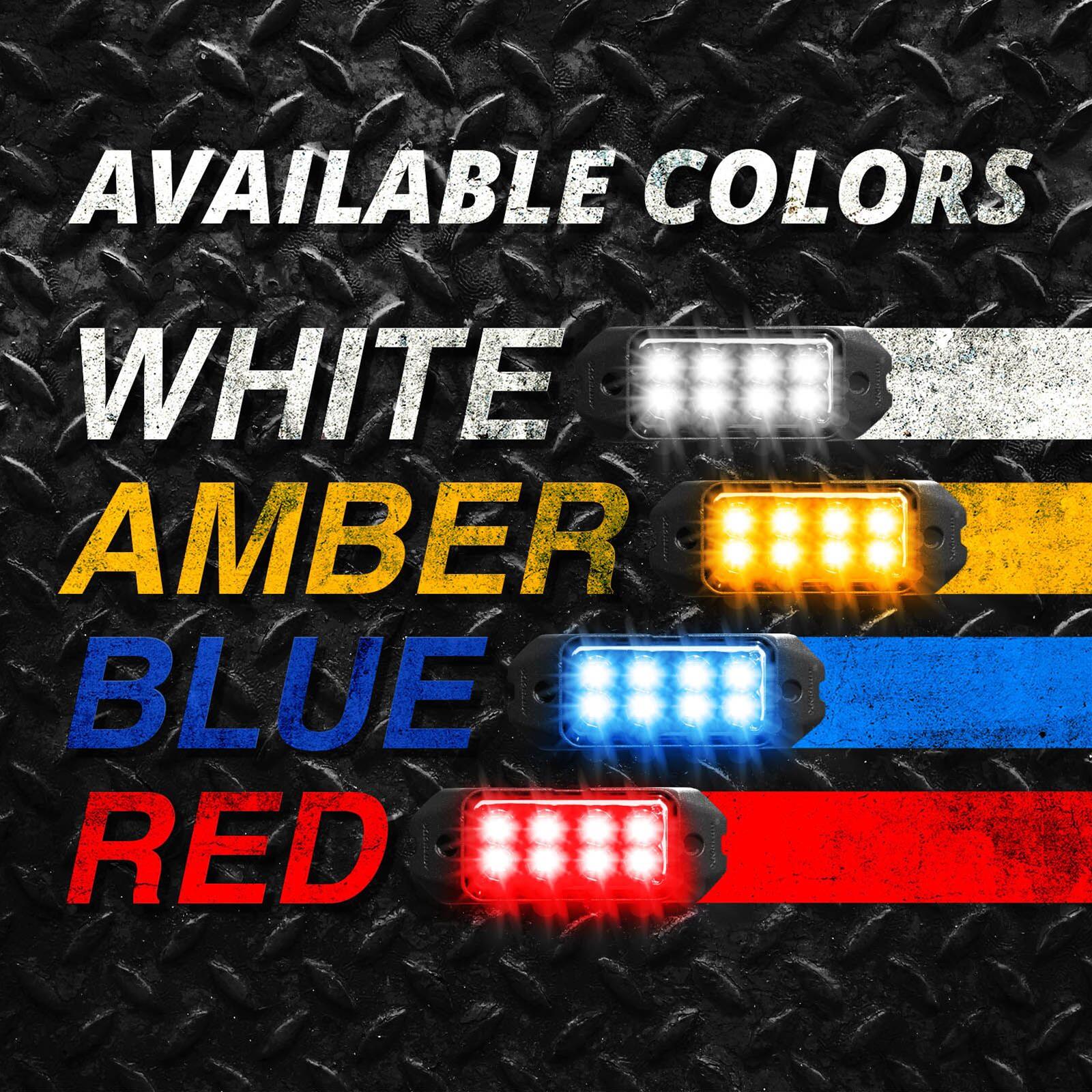 XK Glow Emergency Strobe Lights XK052001-8W 8pc w/ Traffic Modes Ultra Bright LEDs Multiple modes + Solid On - White thumbnail 5