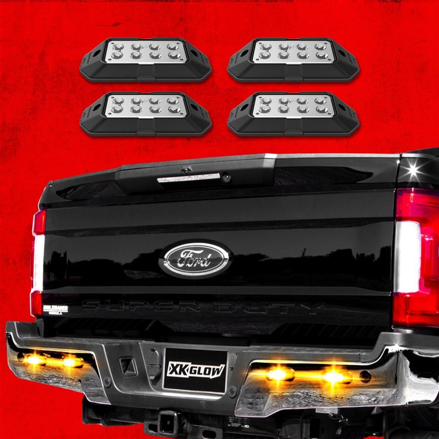 XK Glow Emergency Strobe Lights XK052001-4A 4pc w/ Traffic Modes Ultra Bright LEDs Multiple modes + Solid On - Amber thumbnail 2