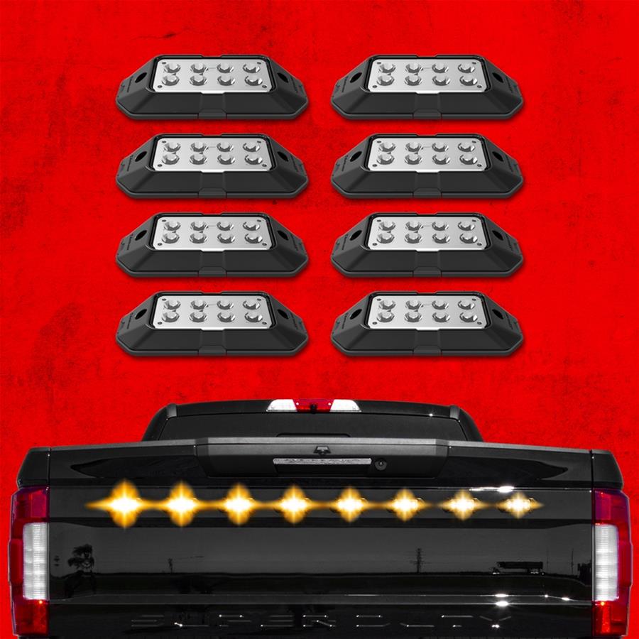 XK Glow Emergency Strobe Lights XK052001-8W 8pc w/ Traffic Modes Ultra Bright LEDs Multiple modes + Solid On - White thumbnail 2