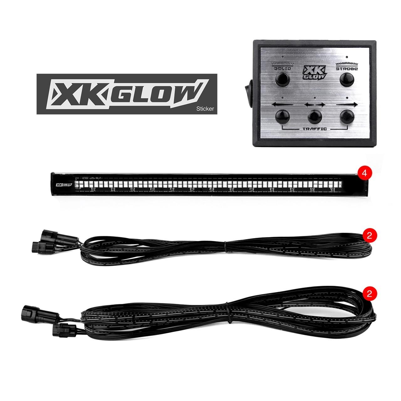 XK Glow Emergency Strobe Lights XK052002-4WA 4pc 12in Tube Light w/ Traffic Modes Ultra Bright LEDs Multiple modes+ Solid On, White/Amber