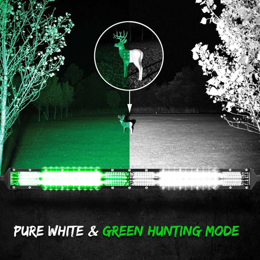 XK Glow Razor 5,400 Lumens 20 Inch LED Light Bar XK063020 Auxiliary Light, 2-in-1 Bar, Spot/Flood Style, LED, White/Green, Rectangular, Clear Lens, 12-24 V, Black Housing, in. Length, Each thumbnail 7