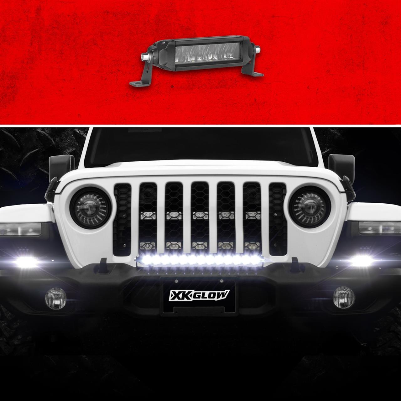 XK Glow Razor 1,400 Lumens 6 Inch LED Light Bar XK064006-FS 6" Fog+Strobe No Wire & Switch