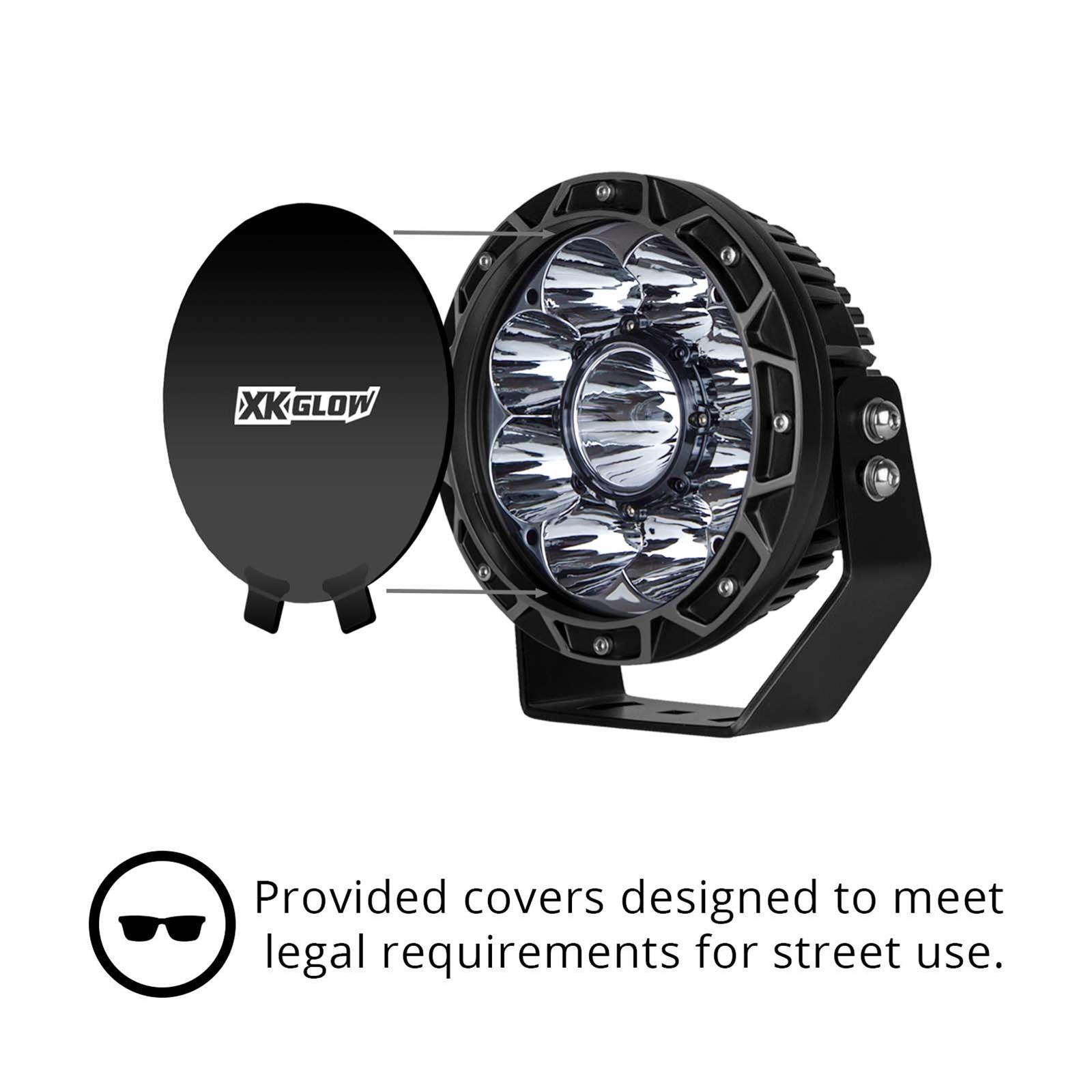 XK Glow Light Bars, Pods and Fog Lights XK066007 2pc 7in 44W Combo Beam Offroad Round Work Kit thumbnail 4