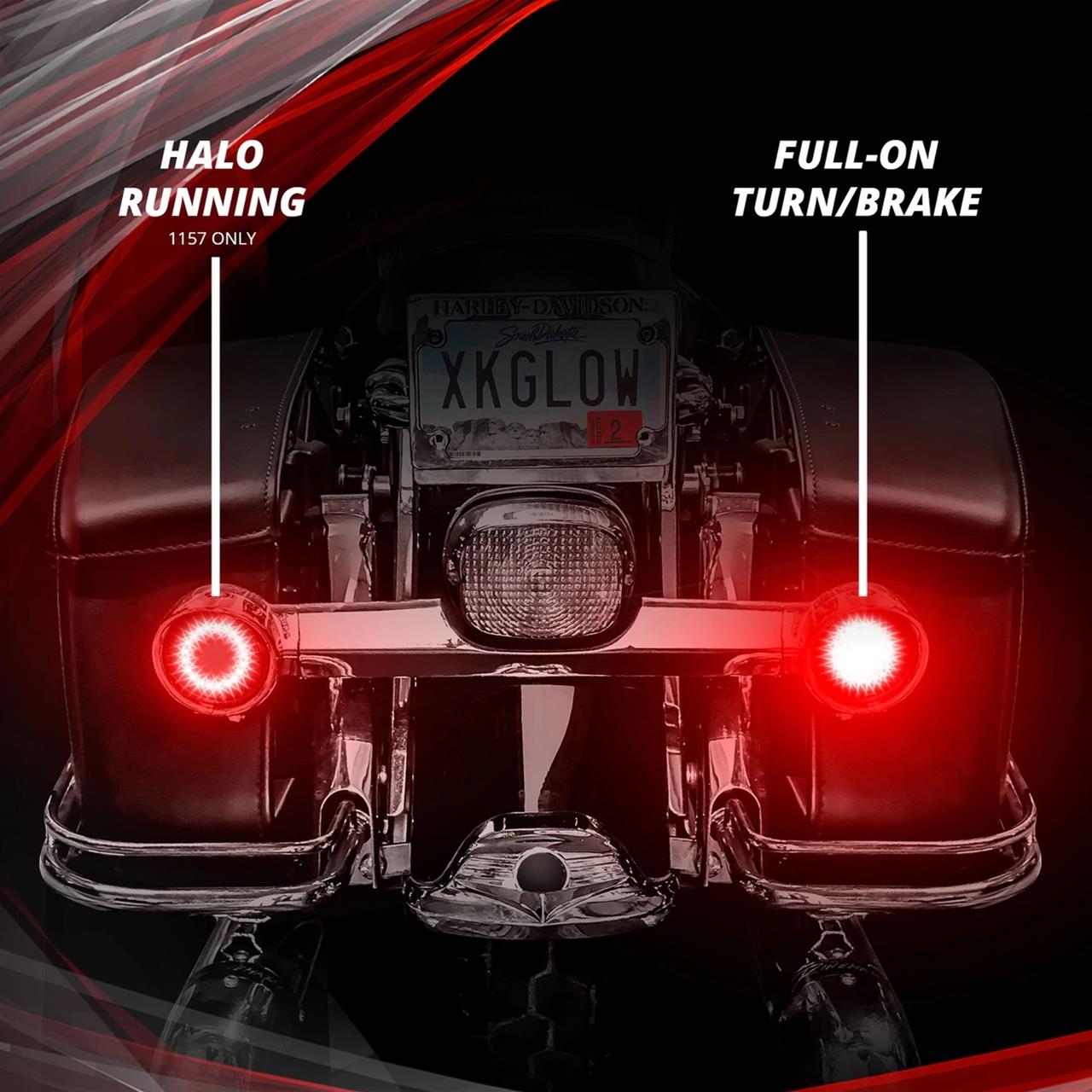 XK Glow Motorcycle LED Turn Signals XK1156B-R-C Rear Signal Kit - 1156 Bullet Style Clear Lenses thumbnail 2
