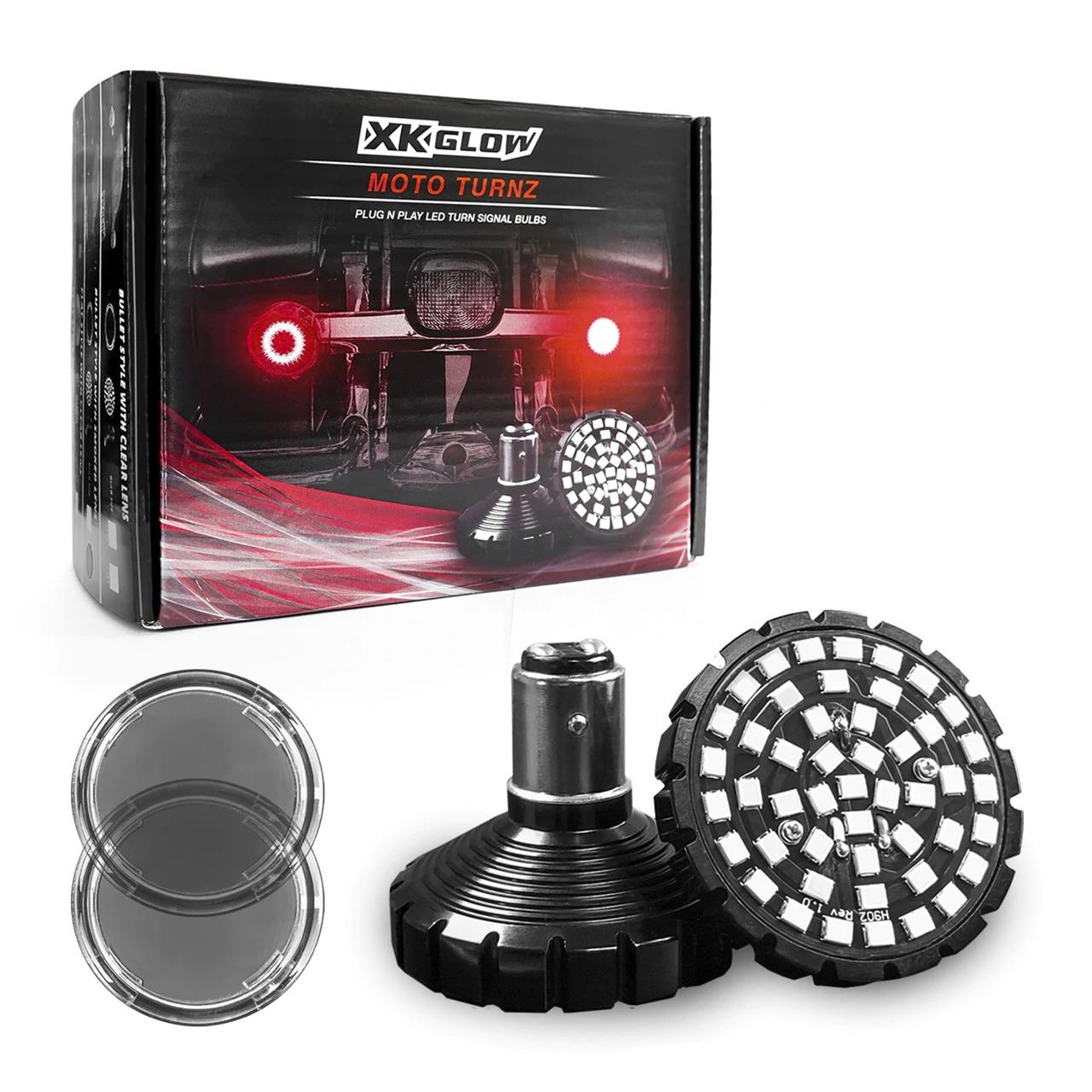 XK Glow Motorcycle LED Turn Signals XK1157B-RR-S Rear Signal Kit - Bullet Style Smoked Lenses