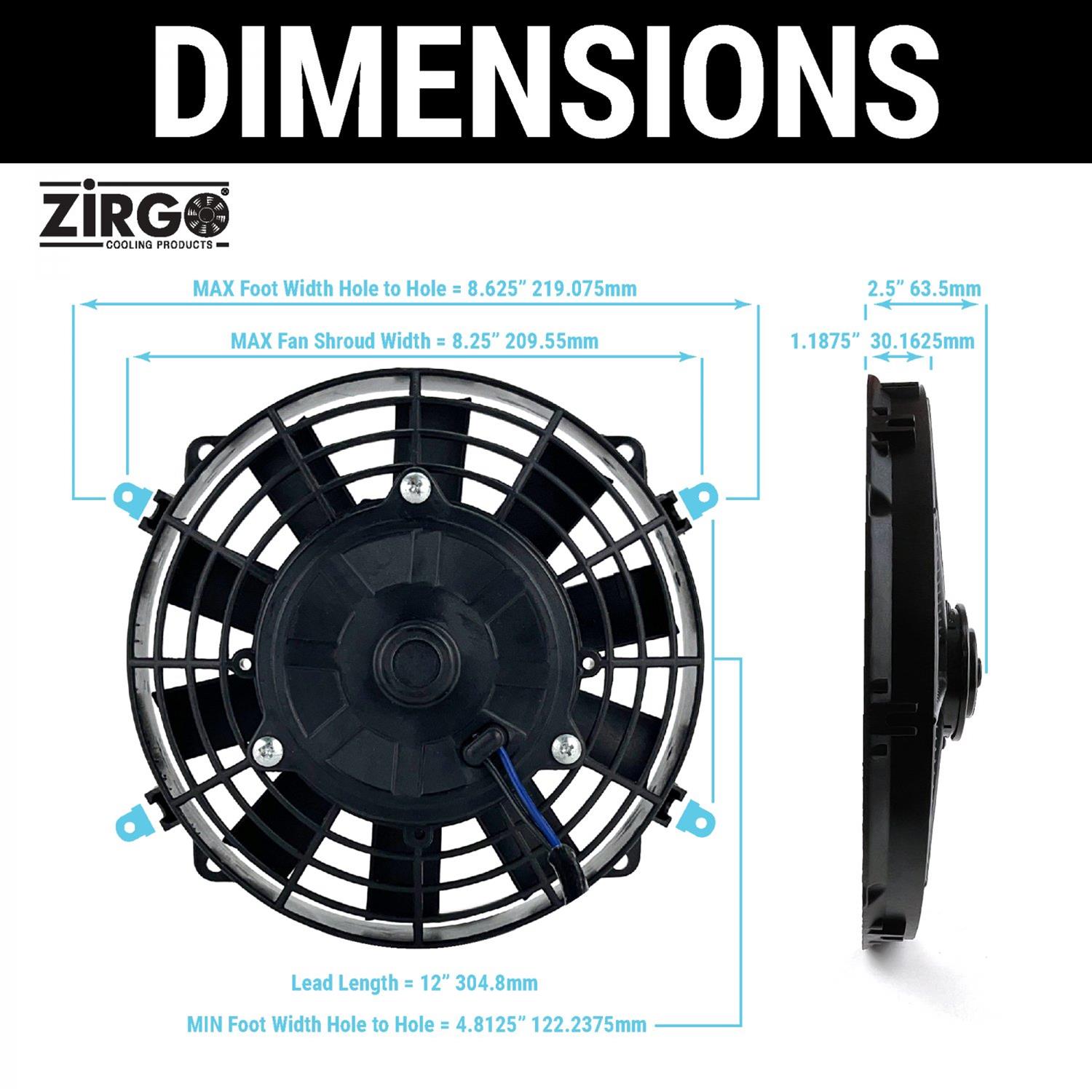 Zirgo ZIRZFB8 Zirgo BLU High Performance Electric Fans | Summit Racing