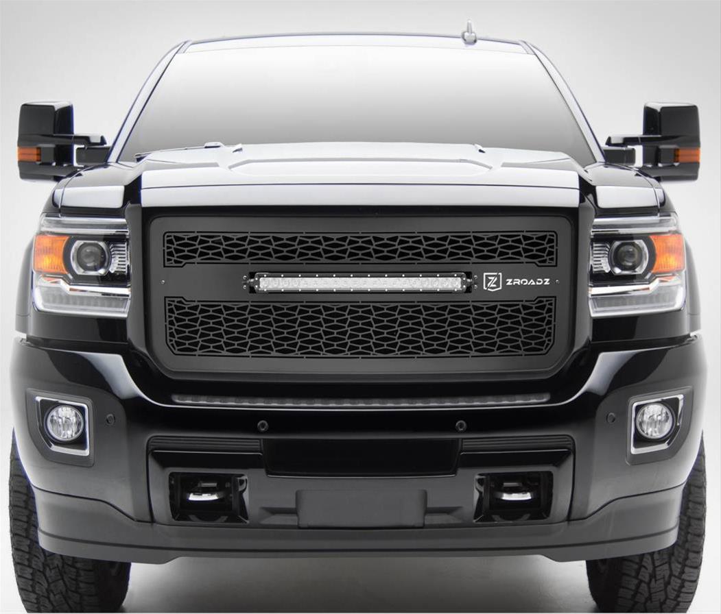 ZROADZ LED Grilles for 2015-2019 SIERRA 2500 HD, 3500 HD - Z312111 Grille GMC Sierra w 20 In Bar, Black Powder Coated Mild Steel, Includes Wiring Harness