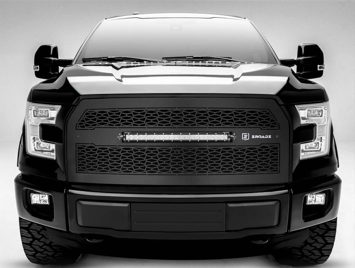 ZROADZ LED Grilles for 2015-2017 F-150 - Z315741 Grille F150 w 20 In Bar, Black Powder Coated Mild Steel, Includes l Wiring Harness, w/Fwd facing camera