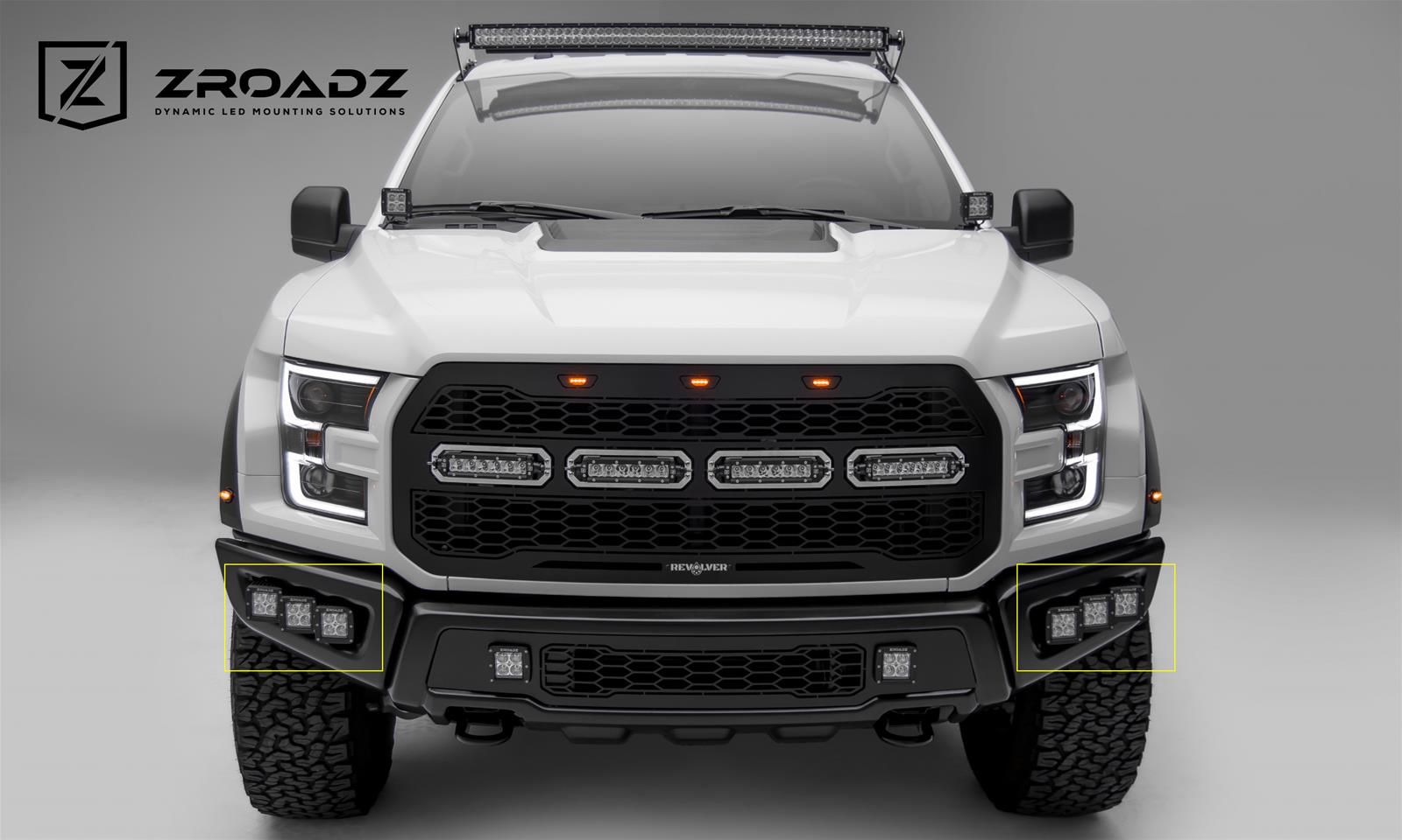 ZROADZ Bumper Accessories Z325652-KIT 2017 Ford F150 Raptor Front Fog Lamp Mount KIT With Protective LED Light Shroud- Includes (6) 3" LED Cube Lights, Universal Wire thumbnail 4