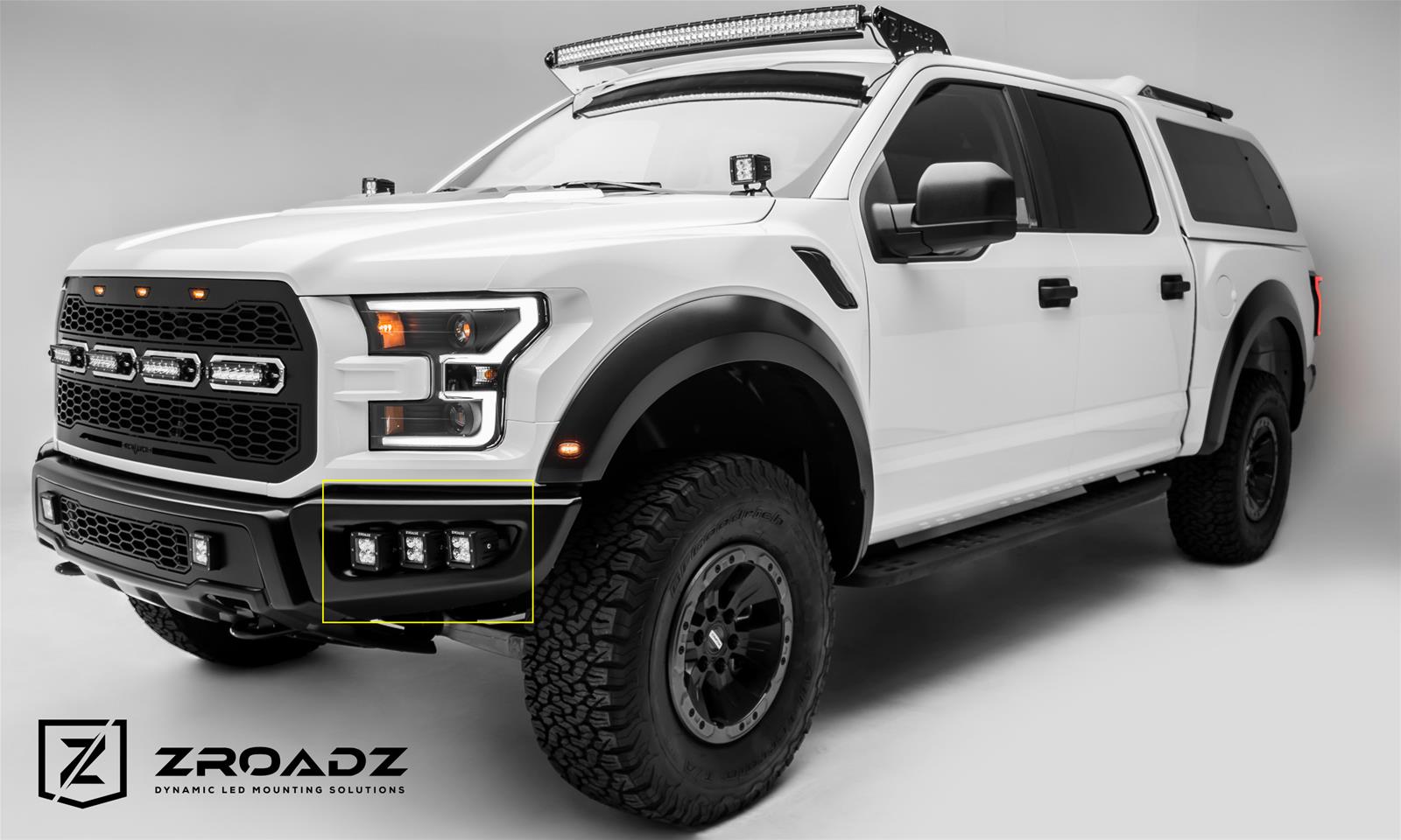 ZROADZ Bumper Accessories Z325652-KIT 2017 Ford F150 Raptor Front Fog Lamp Mount KIT With Protective LED Light Shroud- Includes (6) 3" LED Cube Lights, Universal Wire thumbnail 2