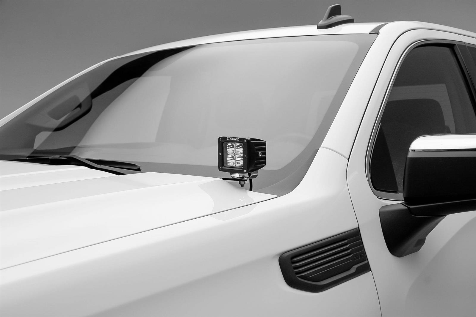 ZROADZ Hood Hinge LED Pod Light Brackets for 2019-2022 SIERRA 1500 - Z362281 Hinge, GMC Bracket, Black, Mild Steel thumbnail 6