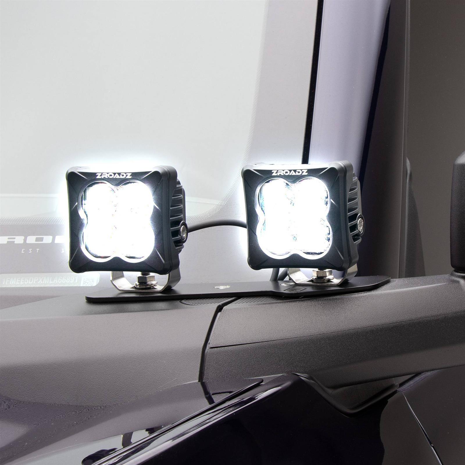 ZROADZ A-Pillar LED Pod Light Kits Z365401-KIT4 Pods, Kit with 3 Inch White Lights, Lower A Pillar, Bolt-On, No Drilling Required, Ford, Kit