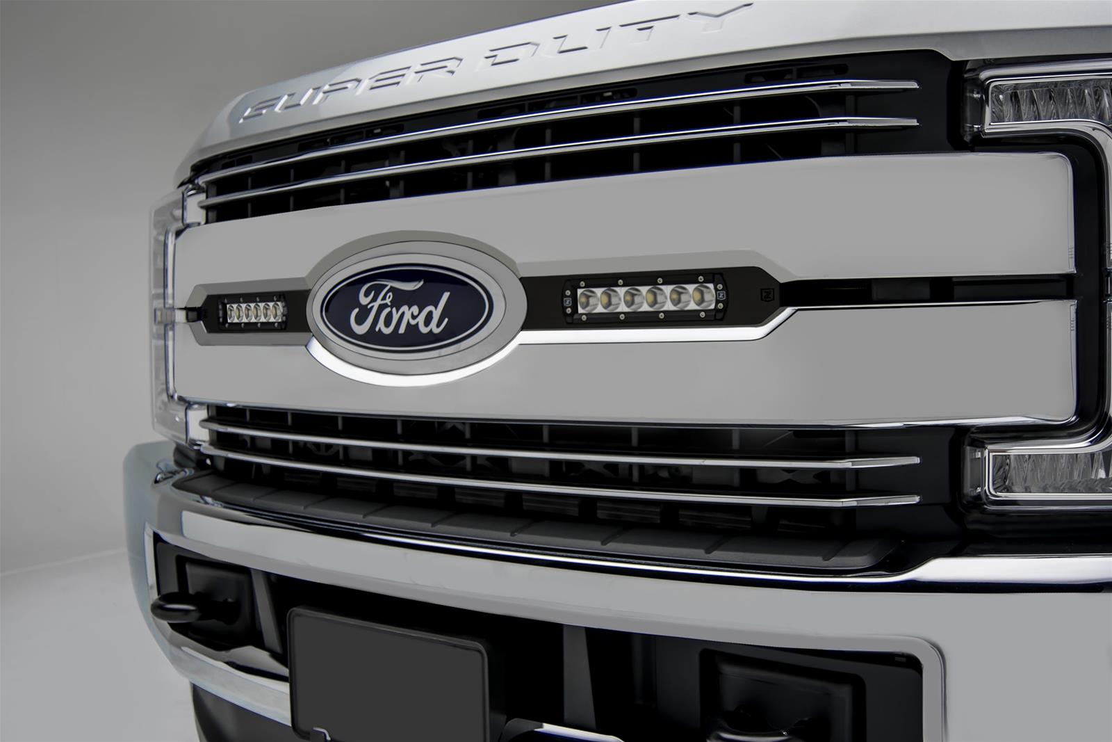 ZROADZ - Grilles and Grille Inserts for 2017-2019 F-250 SUPER DUTY, F-350 DUTY Z415471-KIT 2017 Ford /350 OEM LED Light Bar Mounts (Black) Includes Two 6" Zroadz Slim Single Row LED Light Bars wire harness-