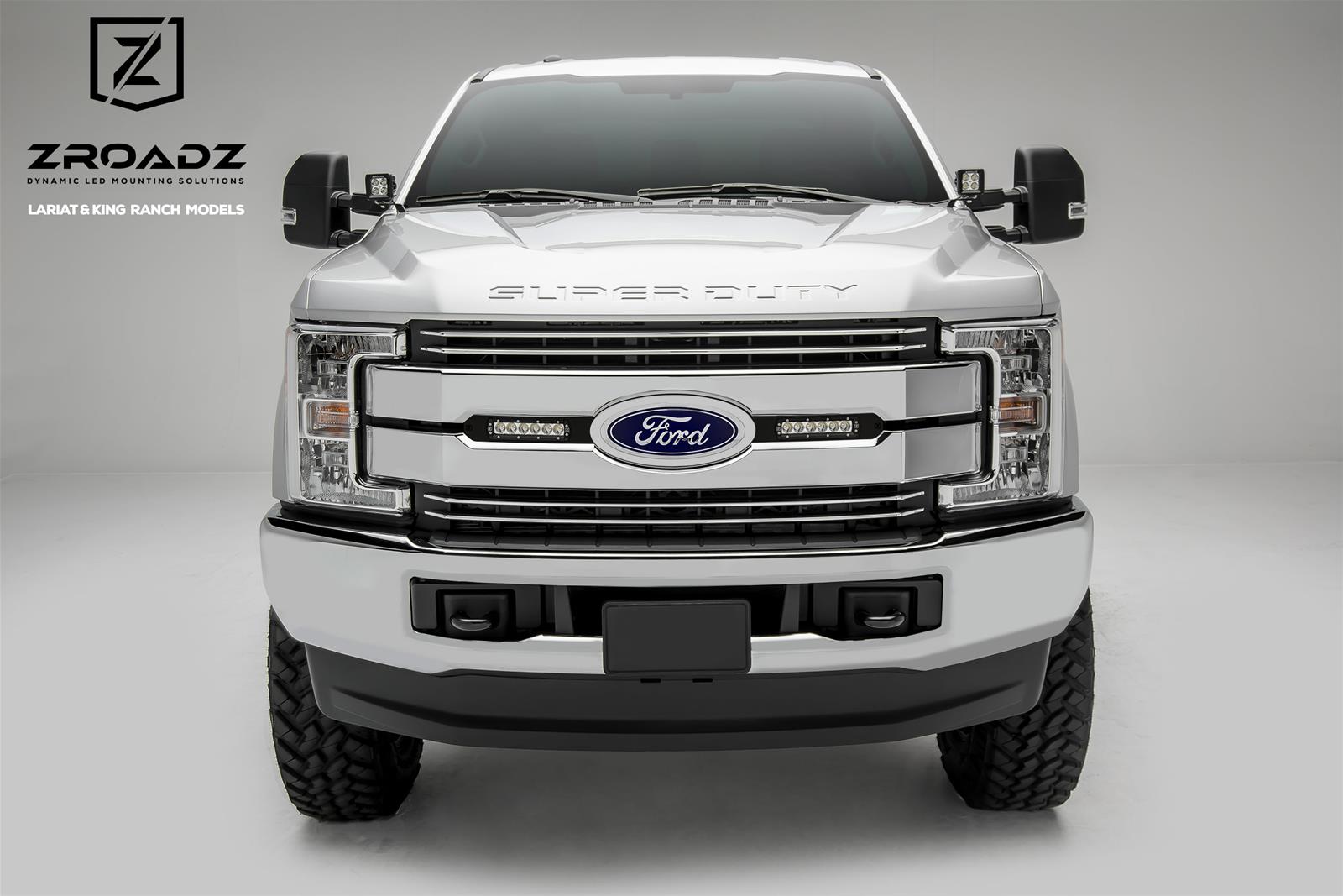 ZROADZ - Grilles and Grille Inserts for 2017-2019 F-250 SUPER DUTY, F-350 DUTY Z415471-KIT 2017 Ford /350 OEM LED Light Bar Mounts (Black) Includes Two 6" Zroadz Slim Single Row LED Light Bars wire harness- thumbnail 2