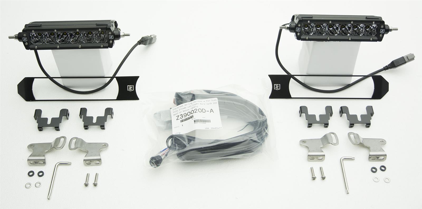 ZROADZ - Grilles and Grille Inserts for 2017-2019 F-250 SUPER DUTY, F-350 DUTY Z415571-KIT 2017-2017 FORD /350 OEM LED Light Bar Mounts (Black) Includes Two 6" Zroadz Slim Single Row LED Light Bars wire harness- thumbnail 2