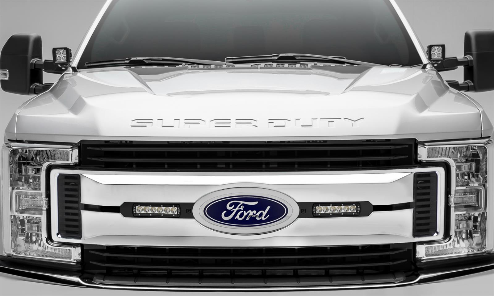ZROADZ - Grilles and Grille Inserts for 2017-2019 F-250 SUPER DUTY, F-350 DUTY Z415571-KIT 2017-2017 FORD /350 OEM LED Light Bar Mounts (Black) Includes Two 6" Zroadz Slim Single Row LED Light Bars wire harness-