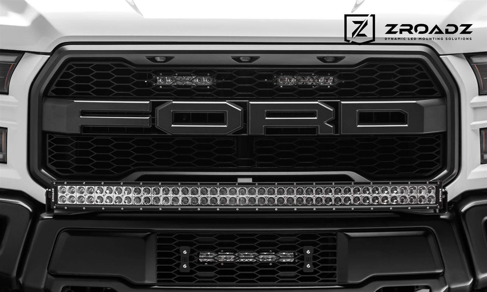 ZROADZ - Grilles and Grille Inserts for 2017-2020 F-150 Z415651-KIT 2017 Ford Raptor OEM Main LED Light Bar Mounts (Black) Includes Two 6" Slim Single Row LED Light Bars Universal Wire Harness