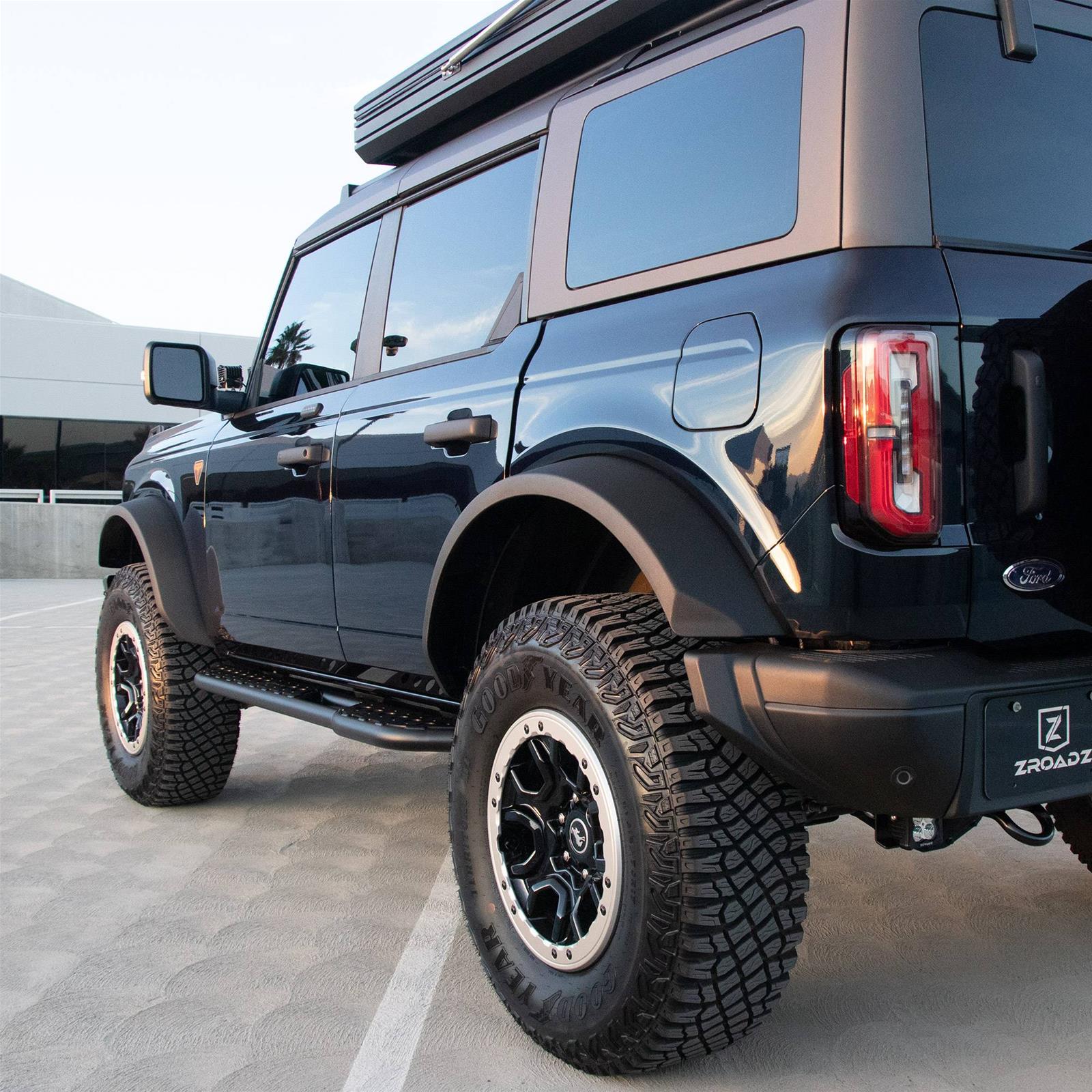 ZROADZ Rock Slider Side Steps for 2021-2022 BRONCO - Z745401 Guards, Sliders, Steel, Black Powdercoated, Bolt-On, No Drilling Required, 4 Door Ford Bronco, Pair