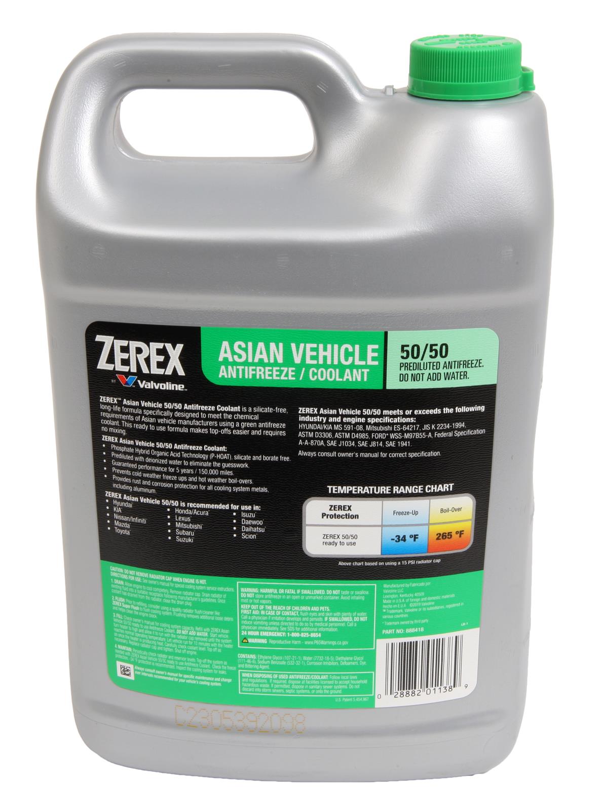 Zerex 888418 Zerex Original Green Antifreeze and Coolant