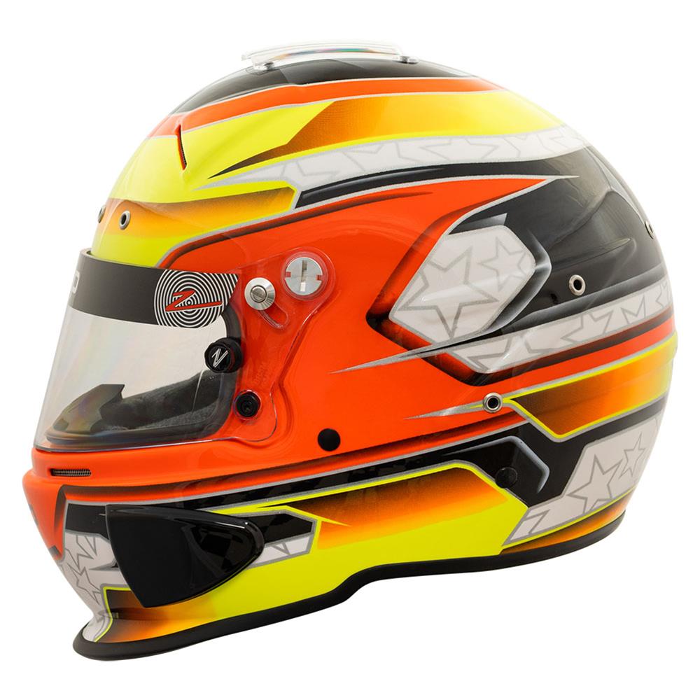 Zamp RZ-70E Switch Helmets H760C30L Helmet, Switch, Full Face, Orange/Yellow Graphic, Gloss Finish, Fire-Retardant Liner, Snell SA2020/FIA 8859-2015, Large, Each thumbnail 8