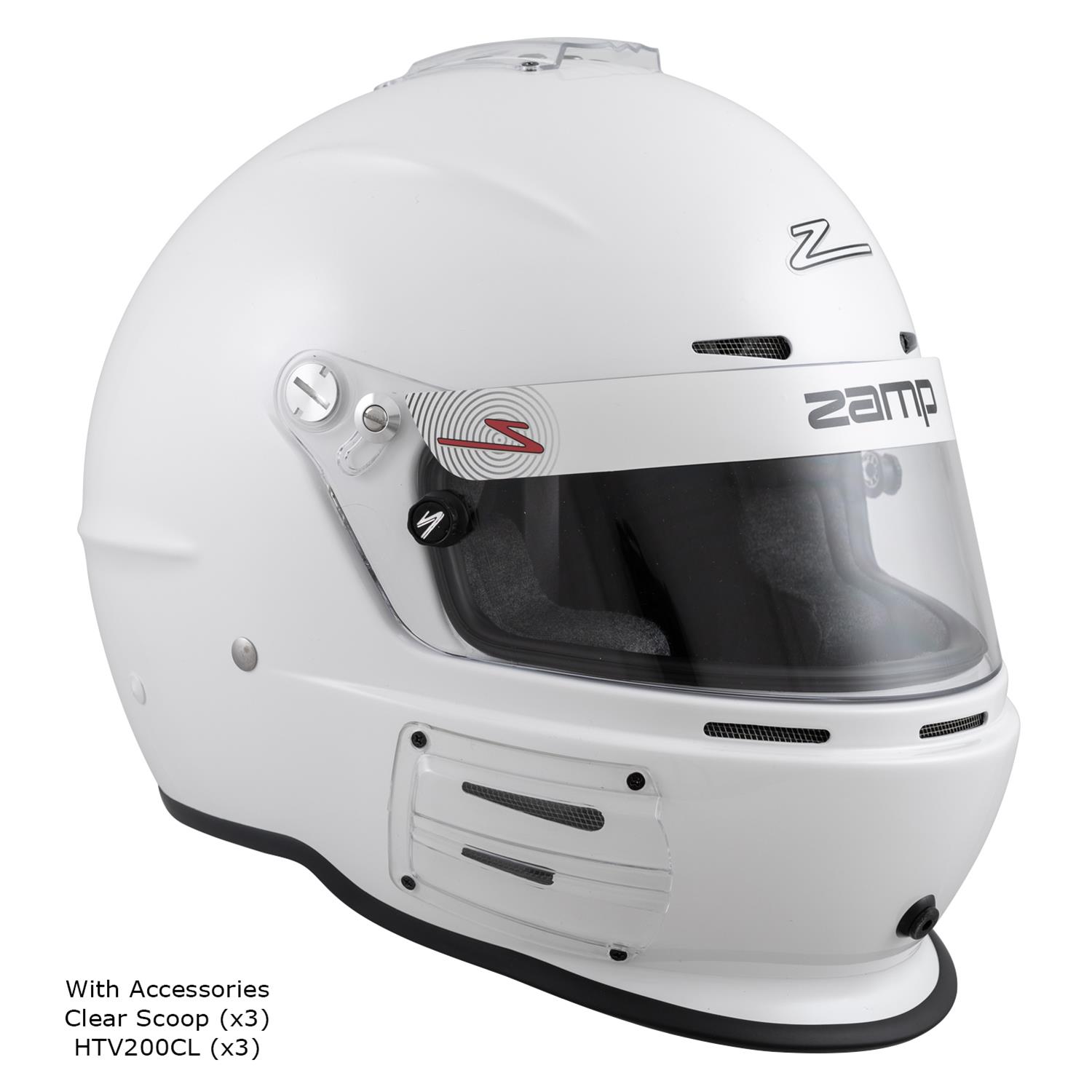 Zamp RZ-62 Helmets H764001L Helmet, RZ-62, Full Face, Gloss, White, Fire-Retardant Fabric, Snell SA2020, Large, Each thumbnail 2