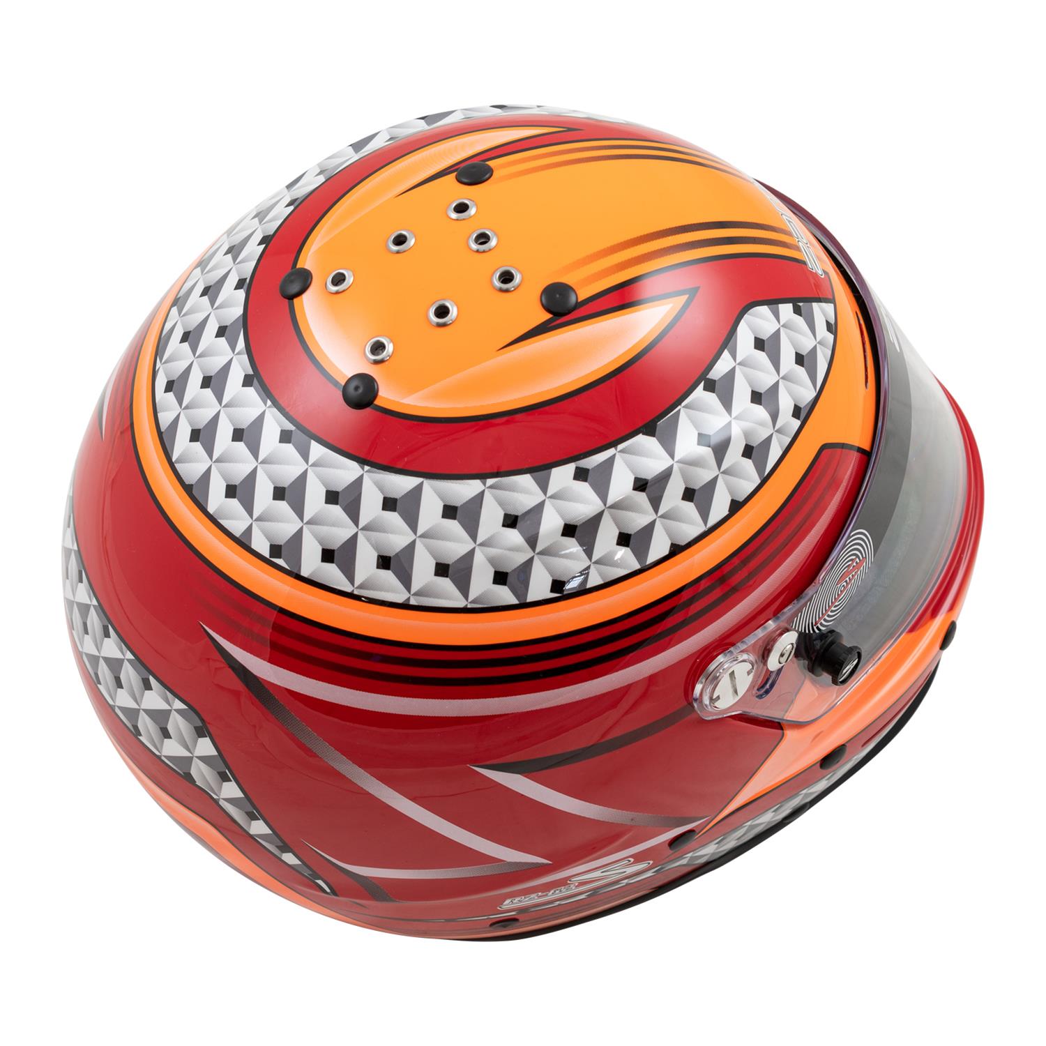 Zamp RZ-62 Helmets H764C35M Helmet, RZ-62, Full Face, Graphic, Red/Orange, Fire-Retardant Fabric, Snell SA2020, Medium, Each thumbnail 4