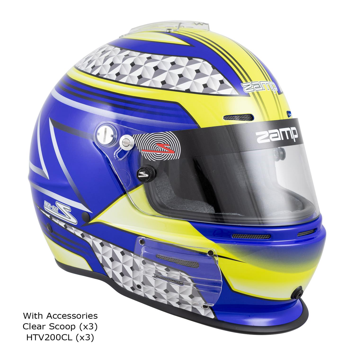 Zamp RZ-62 Helmets H764C36L Helmet, RZ-62, Full Face, Graphic, Blue/Green, Fire-Retardant Fabric, Snell SA2020, Large, Each thumbnail 5