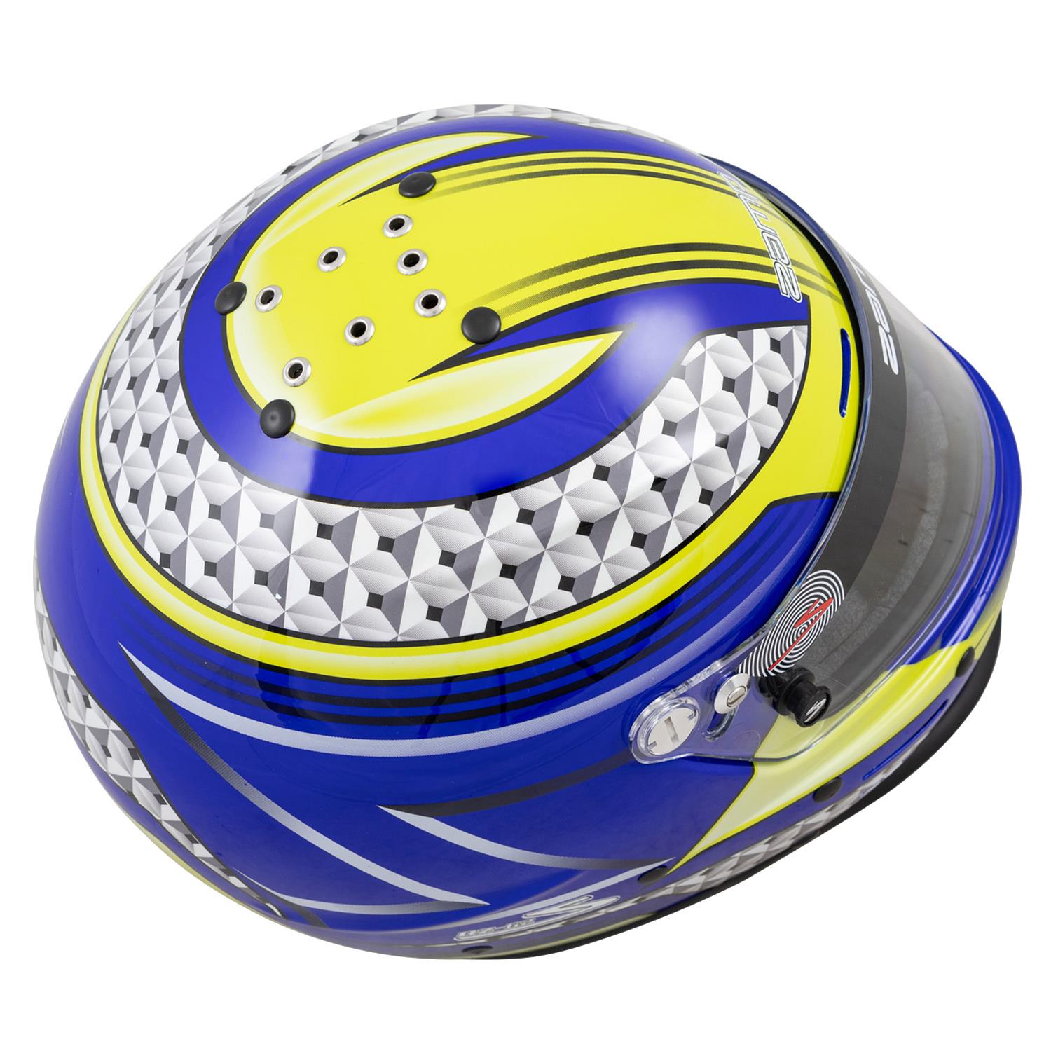 Zamp RZ-62 Helmets H764C36L Helmet, RZ-62, Full Face, Graphic, Blue/Green, Fire-Retardant Fabric, Snell SA2020, Large, Each thumbnail 6