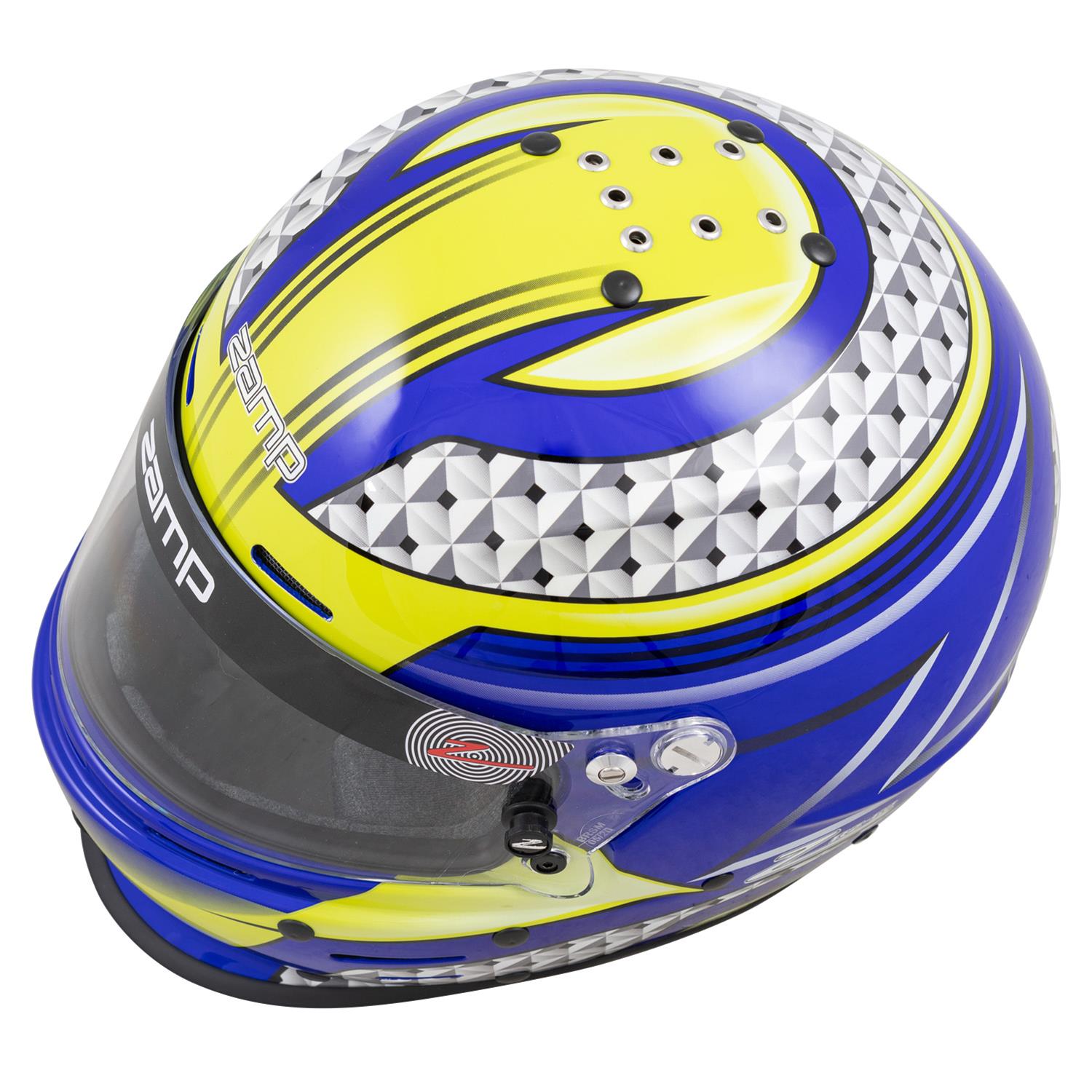 Zamp RZ-62 Helmets H764C36L Helmet, RZ-62, Full Face, Graphic, Blue/Green, Fire-Retardant Fabric, Snell SA2020, Large, Each thumbnail 2