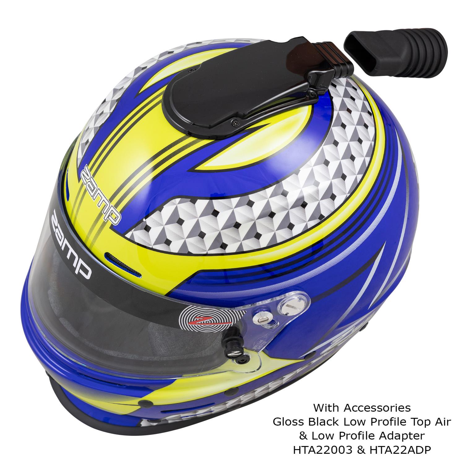 Zamp RZ-62 Helmets H764C36L Helmet, RZ-62, Full Face, Graphic, Blue/Green, Fire-Retardant Fabric, Snell SA2020, Large, Each