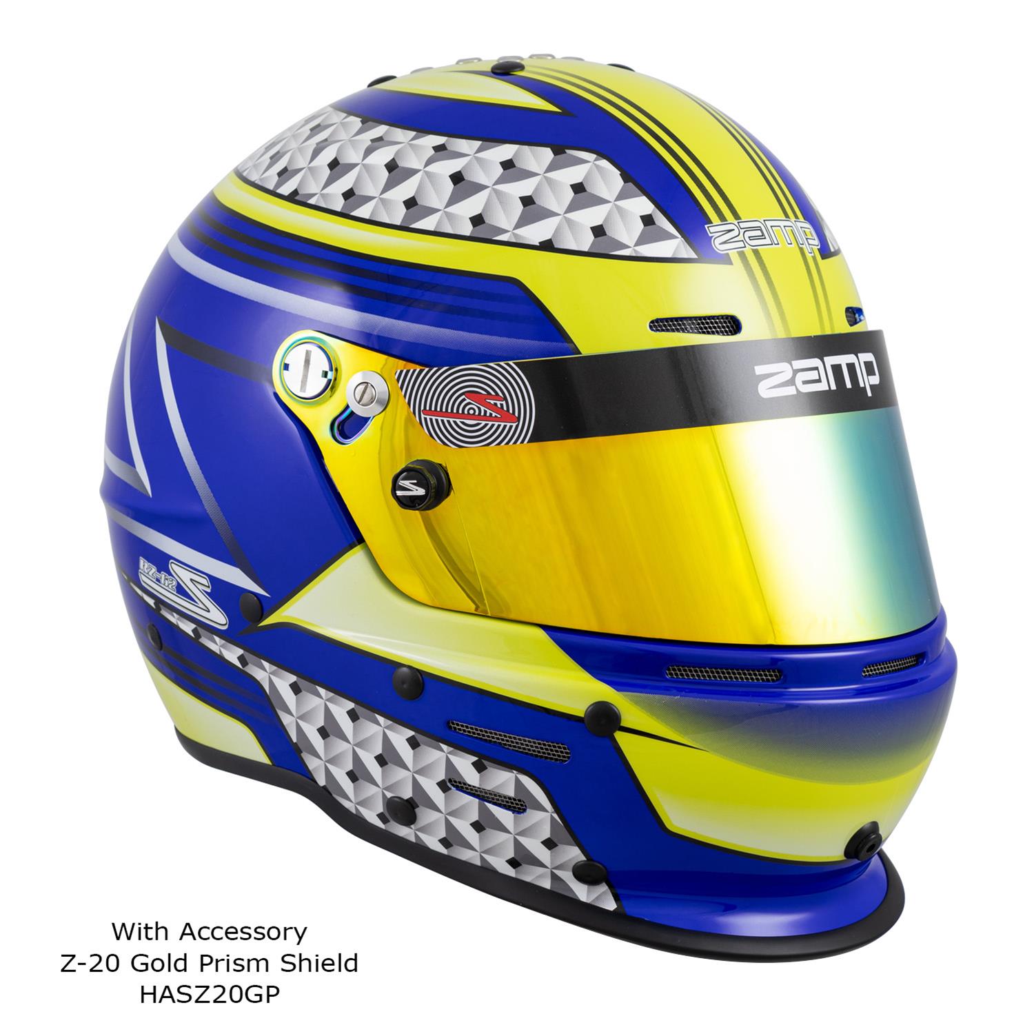 Zamp RZ-62 Helmets H764C36L Helmet, RZ-62, Full Face, Graphic, Blue/Green, Fire-Retardant Fabric, Snell SA2020, Large, Each thumbnail 7