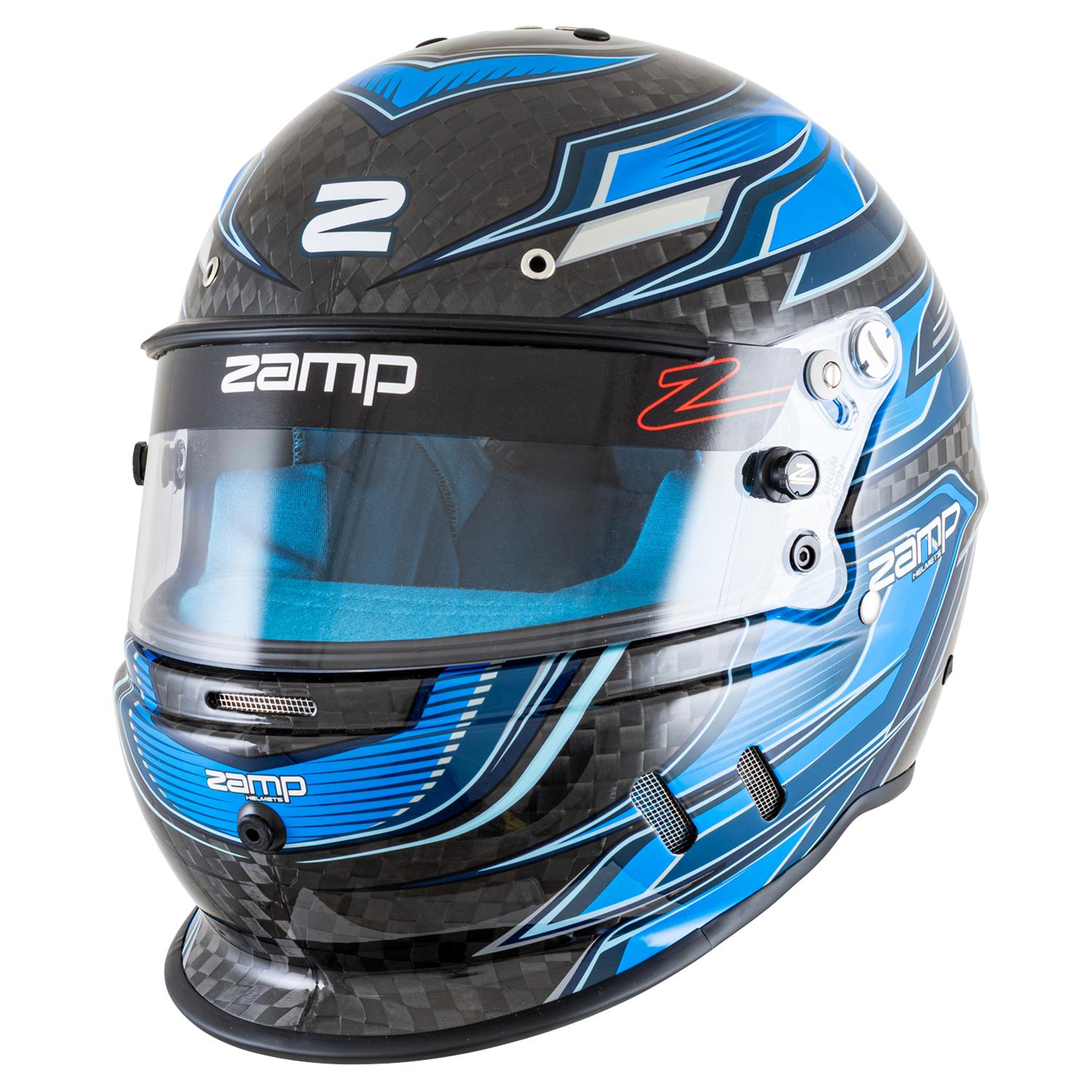 Zamp Helmets H781C04M RZ-67D SNELL SA2025 Carbon Flo Blue/Lt Blue Medium Z-20 Anti-Fog Clear Shield Color Match Series 28 Interior thumbnail 4