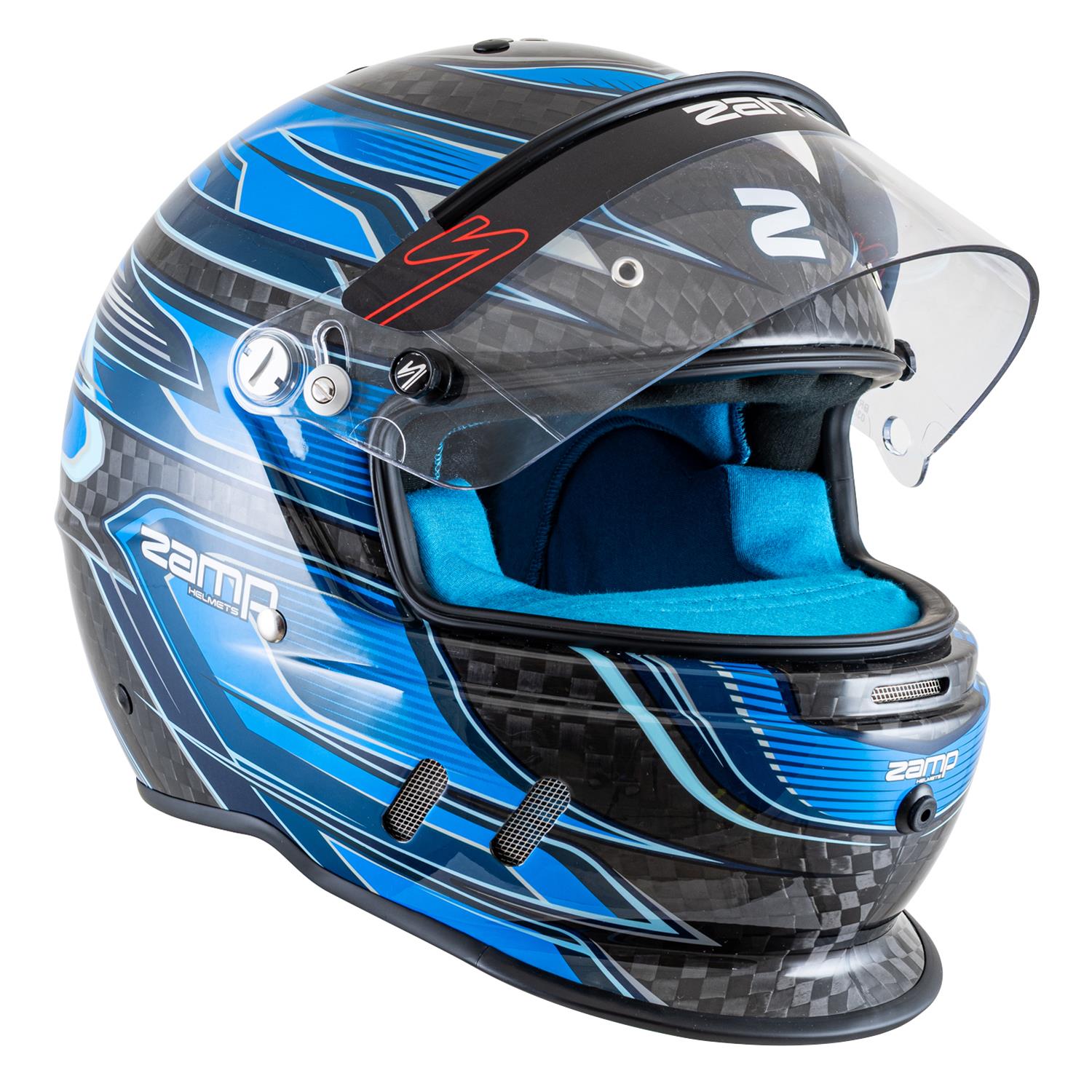 Zamp Helmets H781C04M RZ-67D SNELL SA2025 Carbon Flo Blue/Lt Blue Medium Z-20 Anti-Fog Clear Shield Color Match Series 28 Interior thumbnail 8