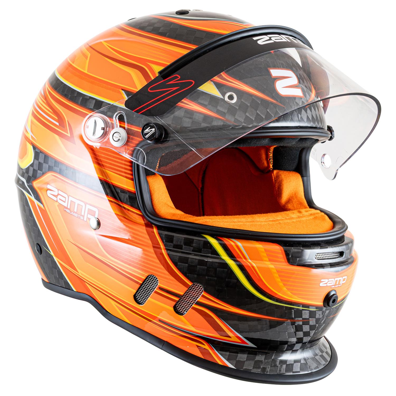 Zamp Helmets H781C30XL RZ-67D SNELL SA2025 Carbon Flo Org/Ylw X-Large Z-20 Anti-Fog Clear Shield Color Match Series 28 Interior thumbnail 4