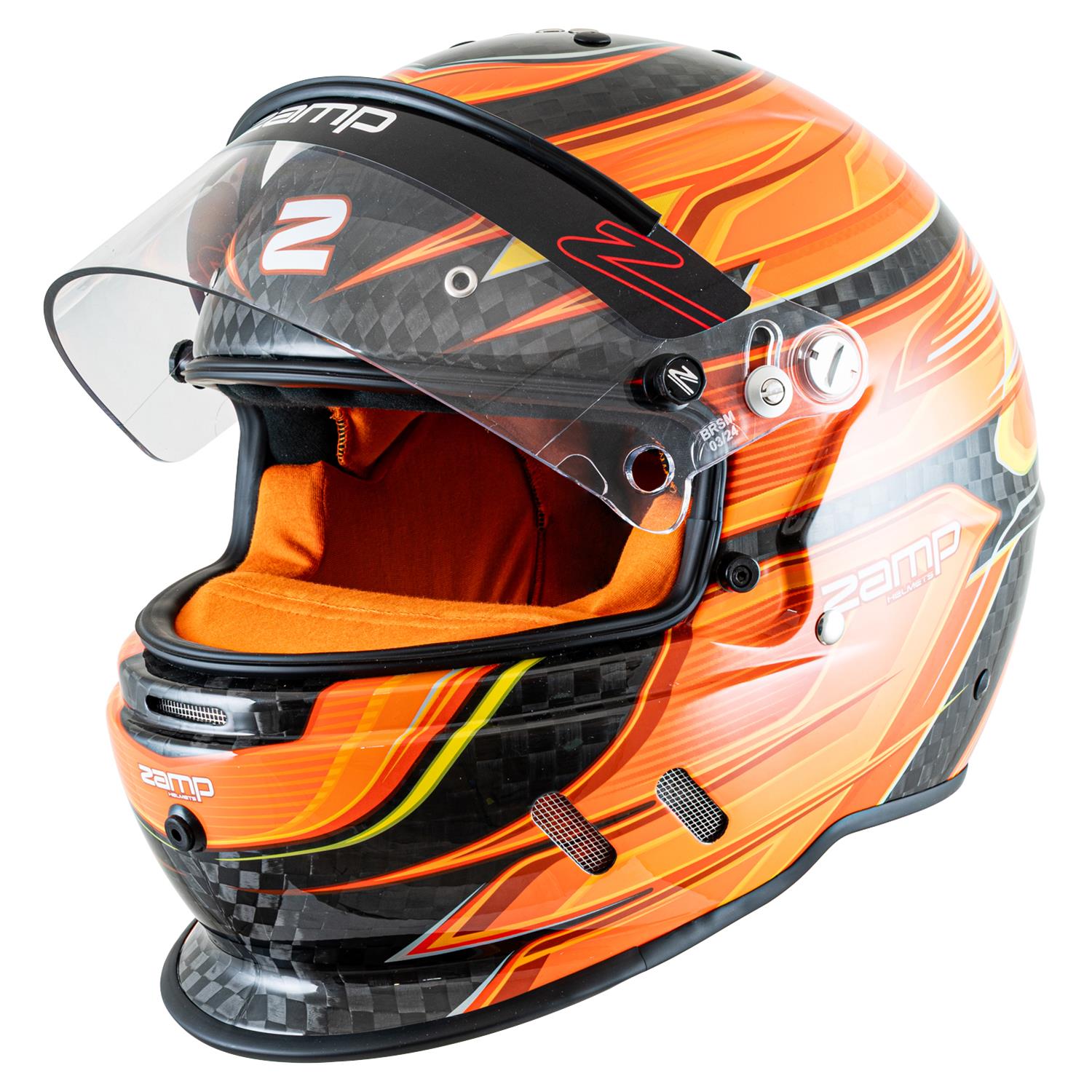 Zamp Helmets H781C30XL RZ-67D SNELL SA2025 Carbon Flo Org/Ylw X-Large Z-20 Anti-Fog Clear Shield Color Match Series 28 Interior thumbnail 2