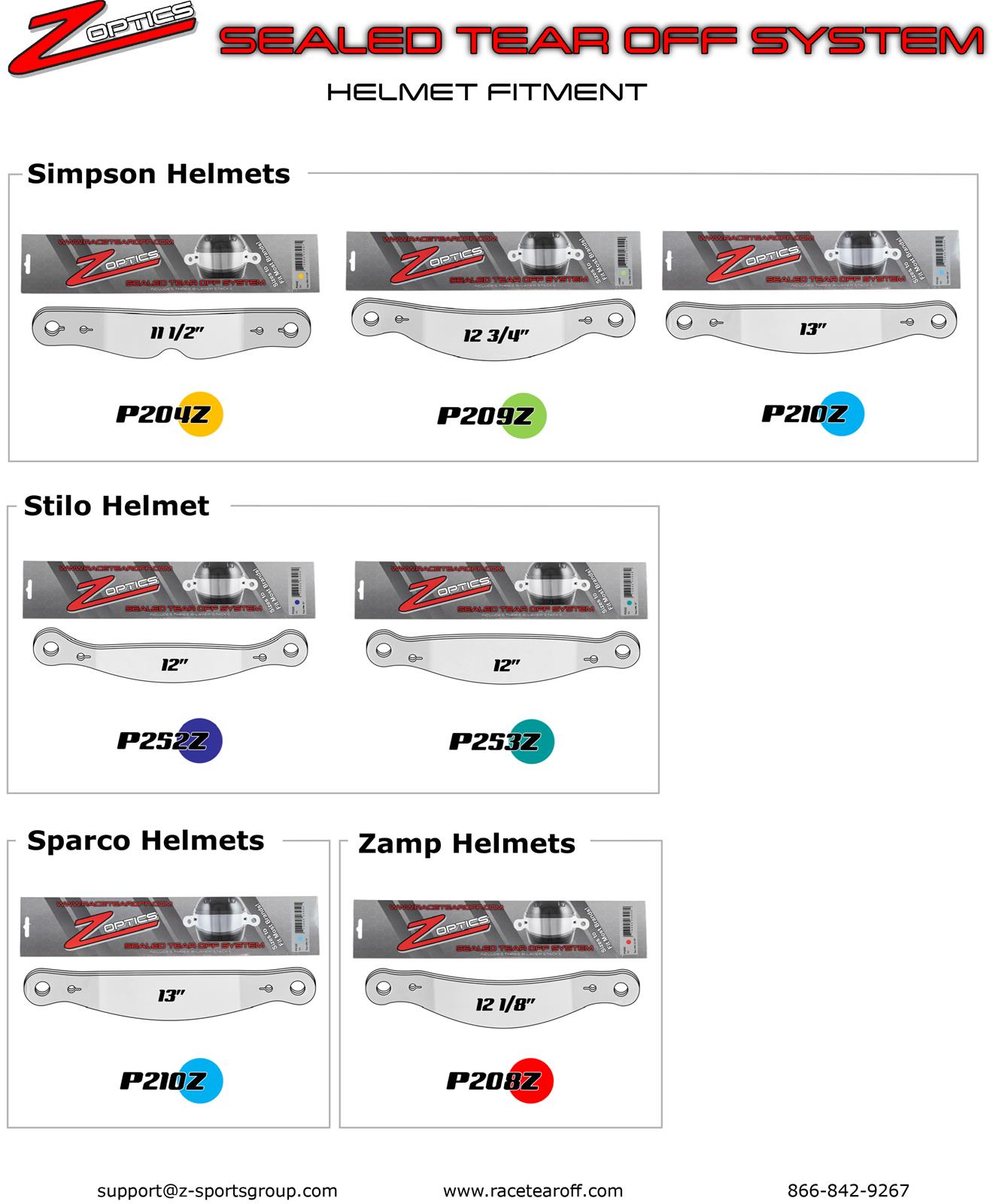Zamp P208Z Zamp Z Optics Sealed Tear-Offs | Summit Racing
