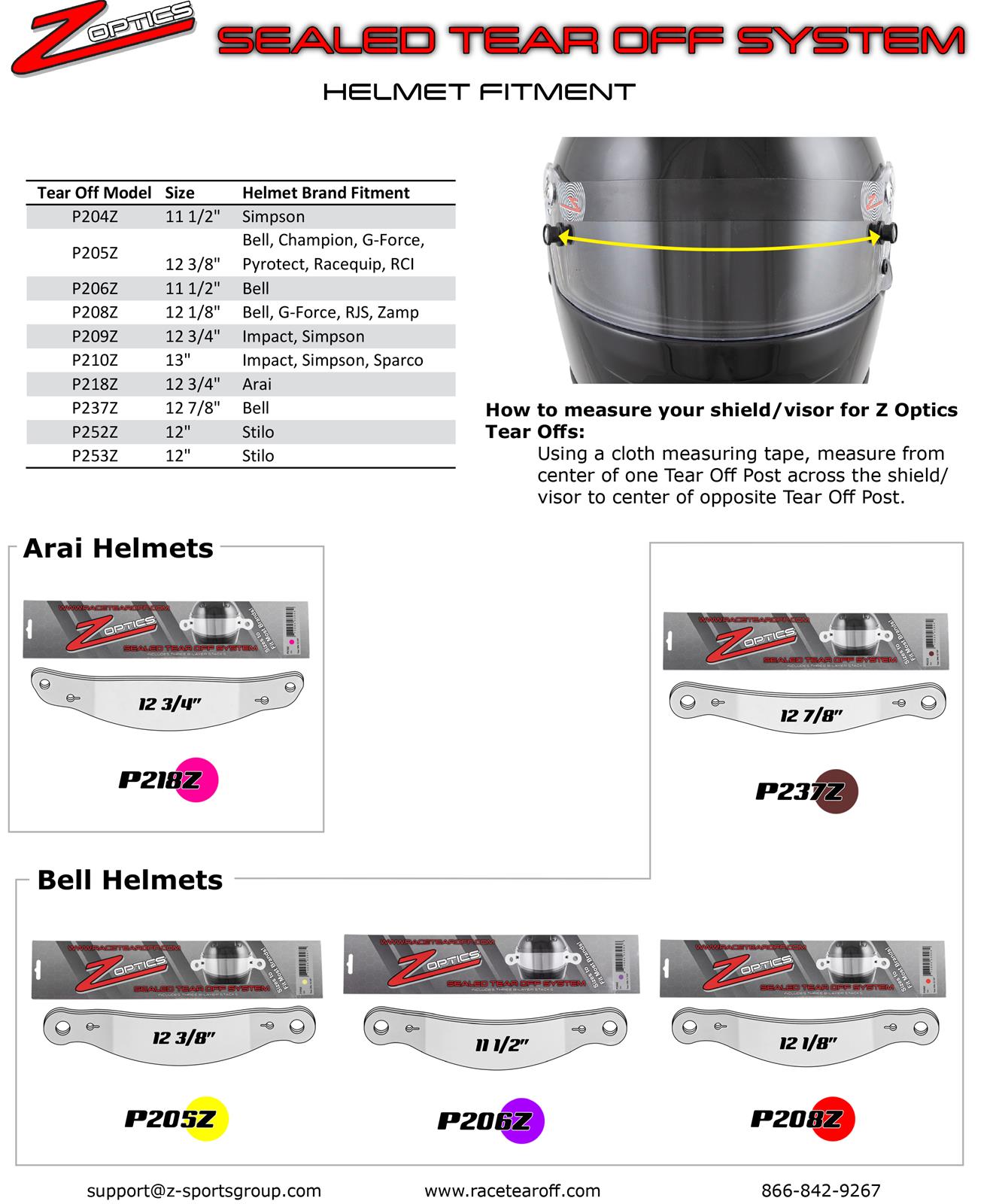 Zamp P208Z Zamp Z Optics Sealed Tear-Offs | Summit Racing