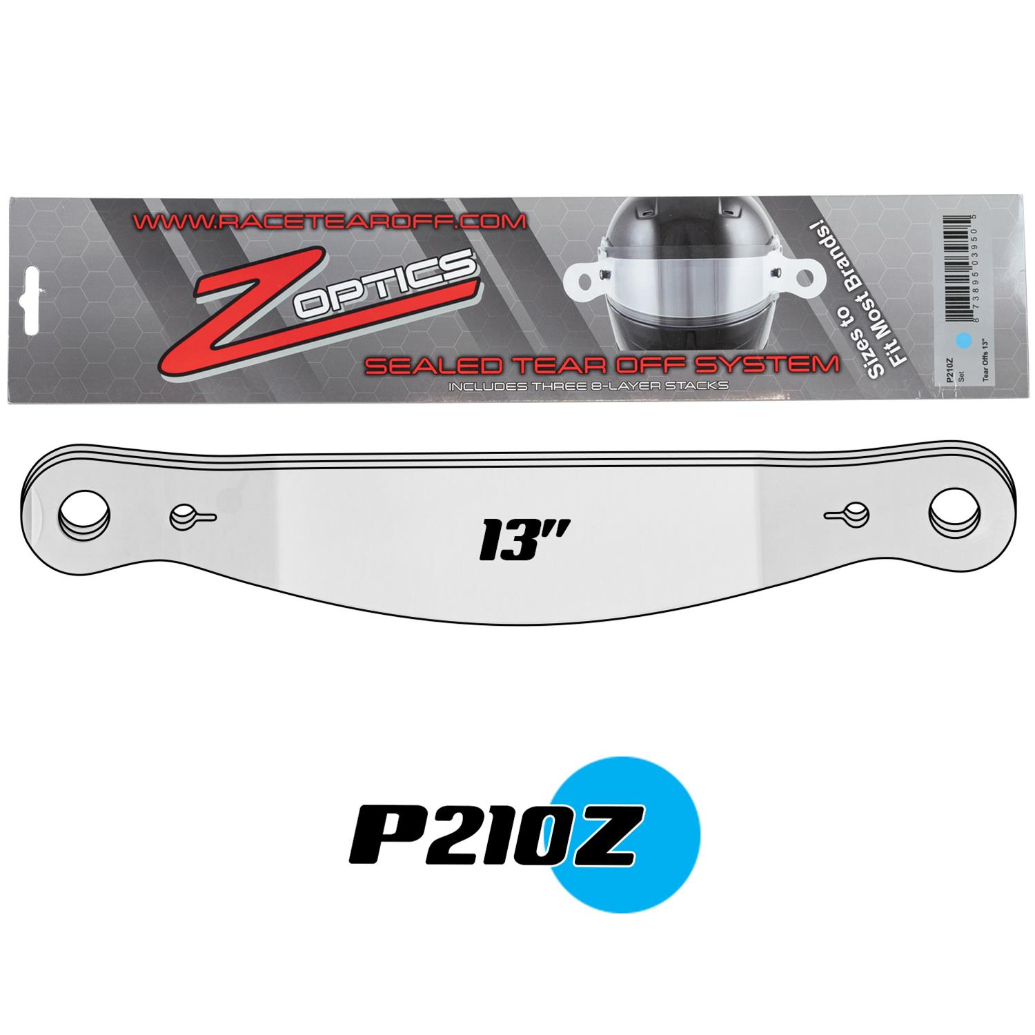 Zamp Z Optics Sealed Tear-Offs P210Z Tear-Offs, Optics, Sealed, 2mm Thick, Plastic, 13 in. Length, Impact, Simpson, Sparco, 3 Packs of 8, Set of 24