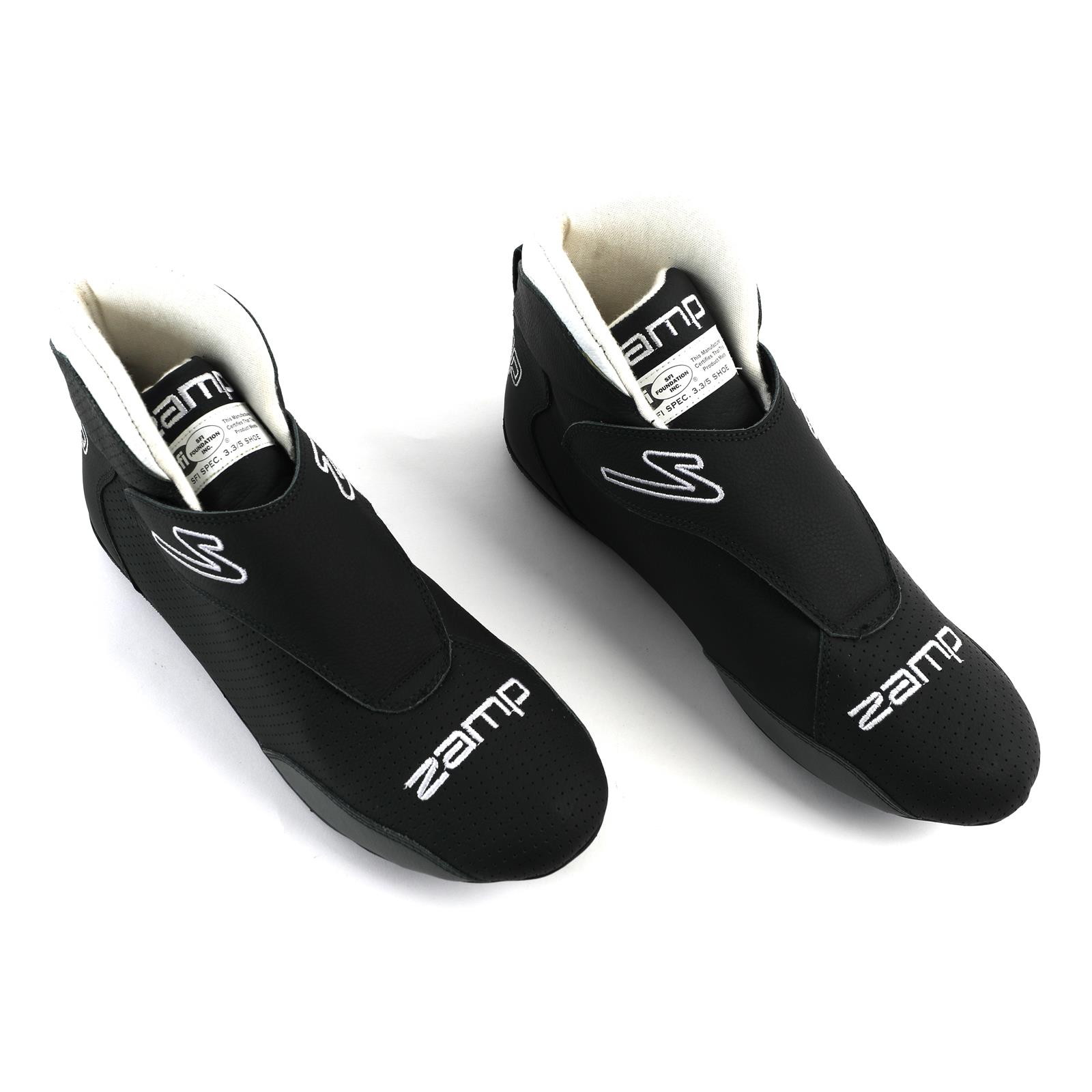Zamp ZR-60 Race Shoes RS00400312 Driving Shoes, ZR-60, Mid-Top, Black Leather, Men's Size 12, SFI 3.3/5, Pair